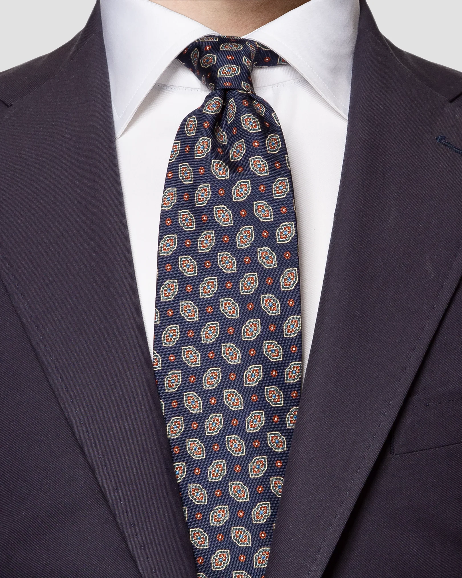 Eton - navy blue panama paisley tie