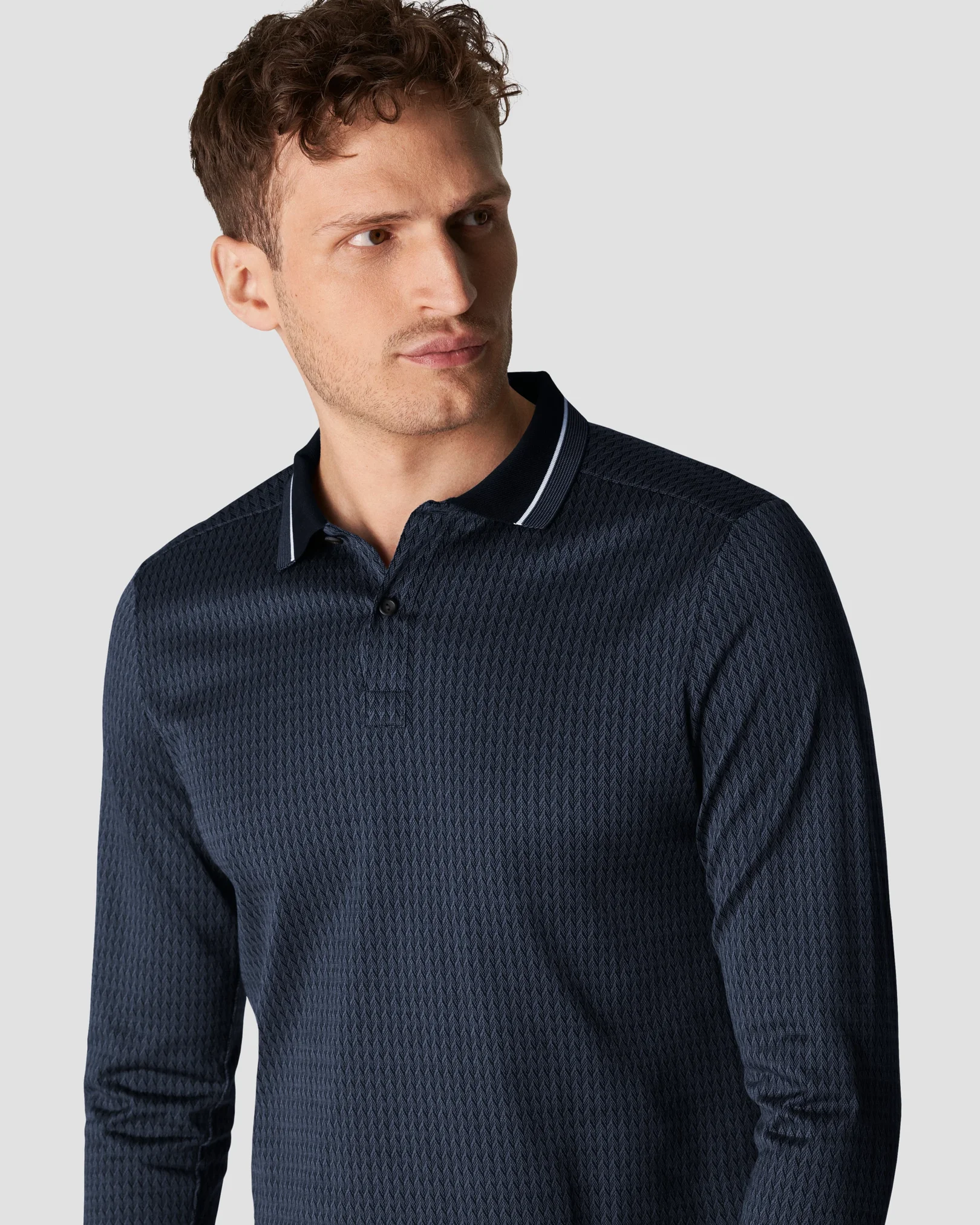 Eton - navy blue jacquard knit