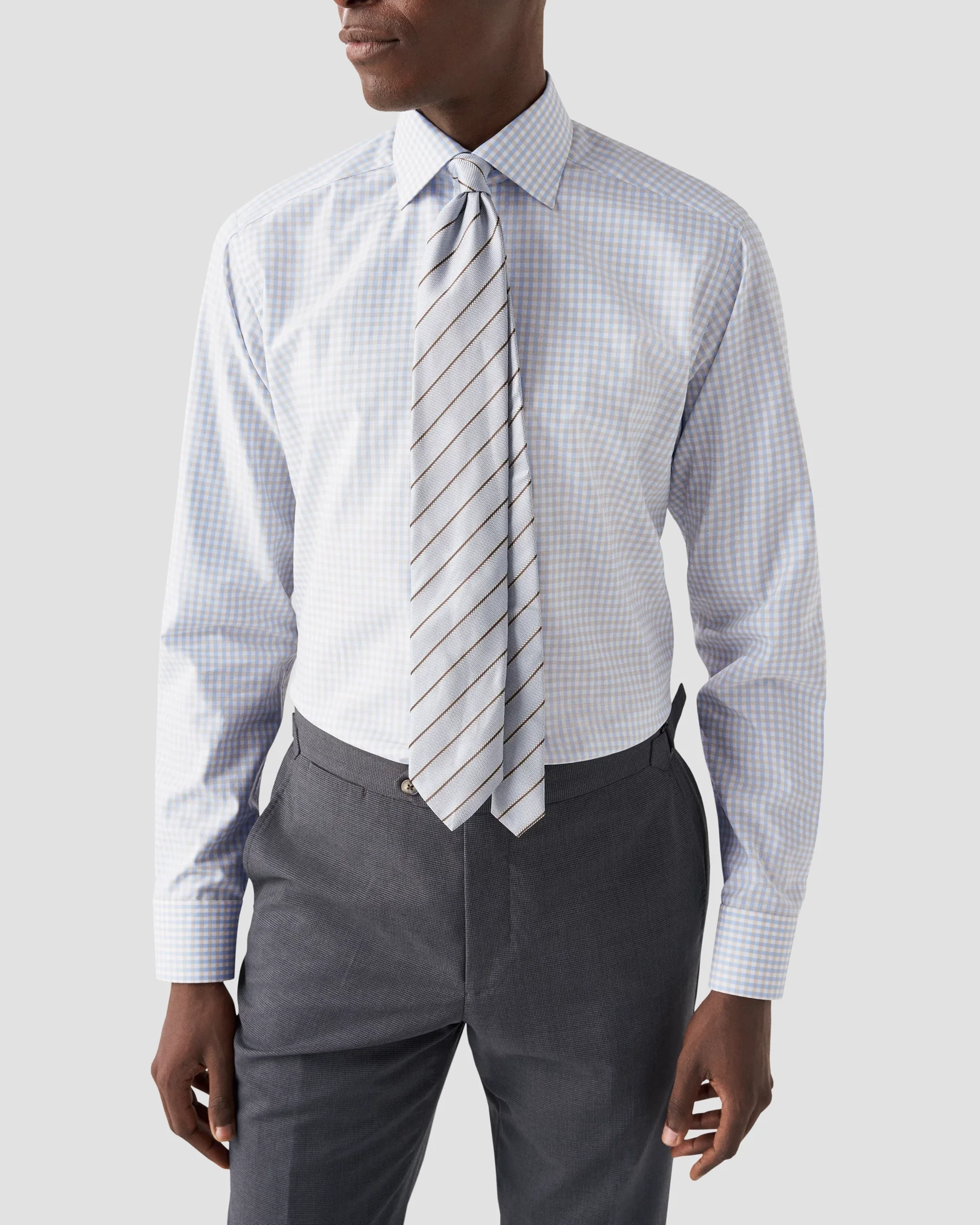 Eton - checked beige dobby