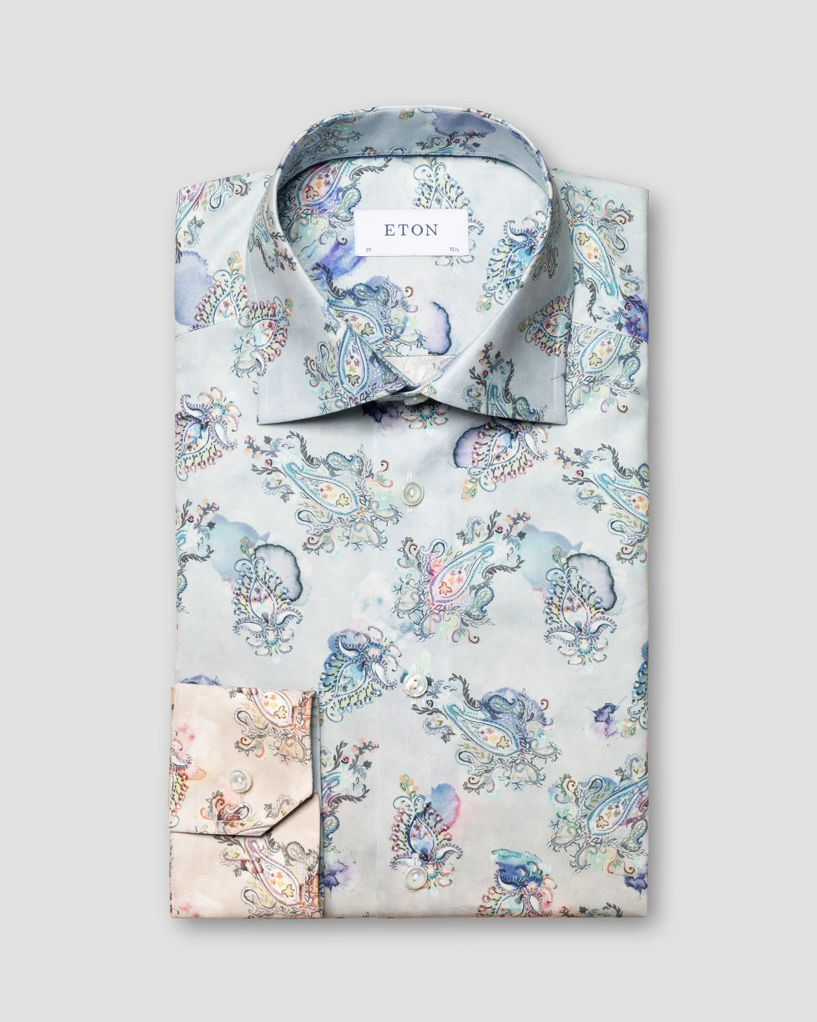 Eton - light blue fine twill paisley print