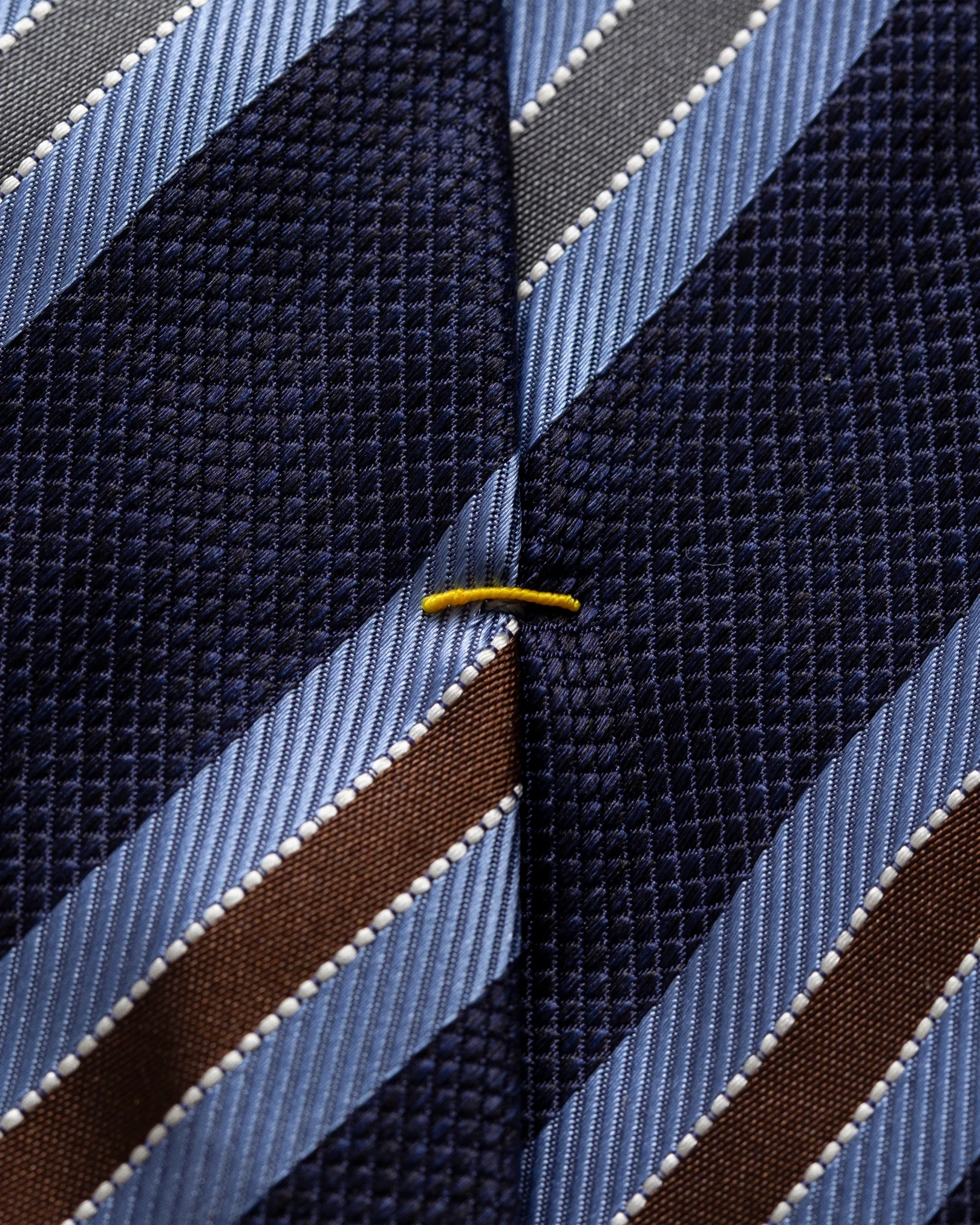 Eton - blue grey brown striped silk tie