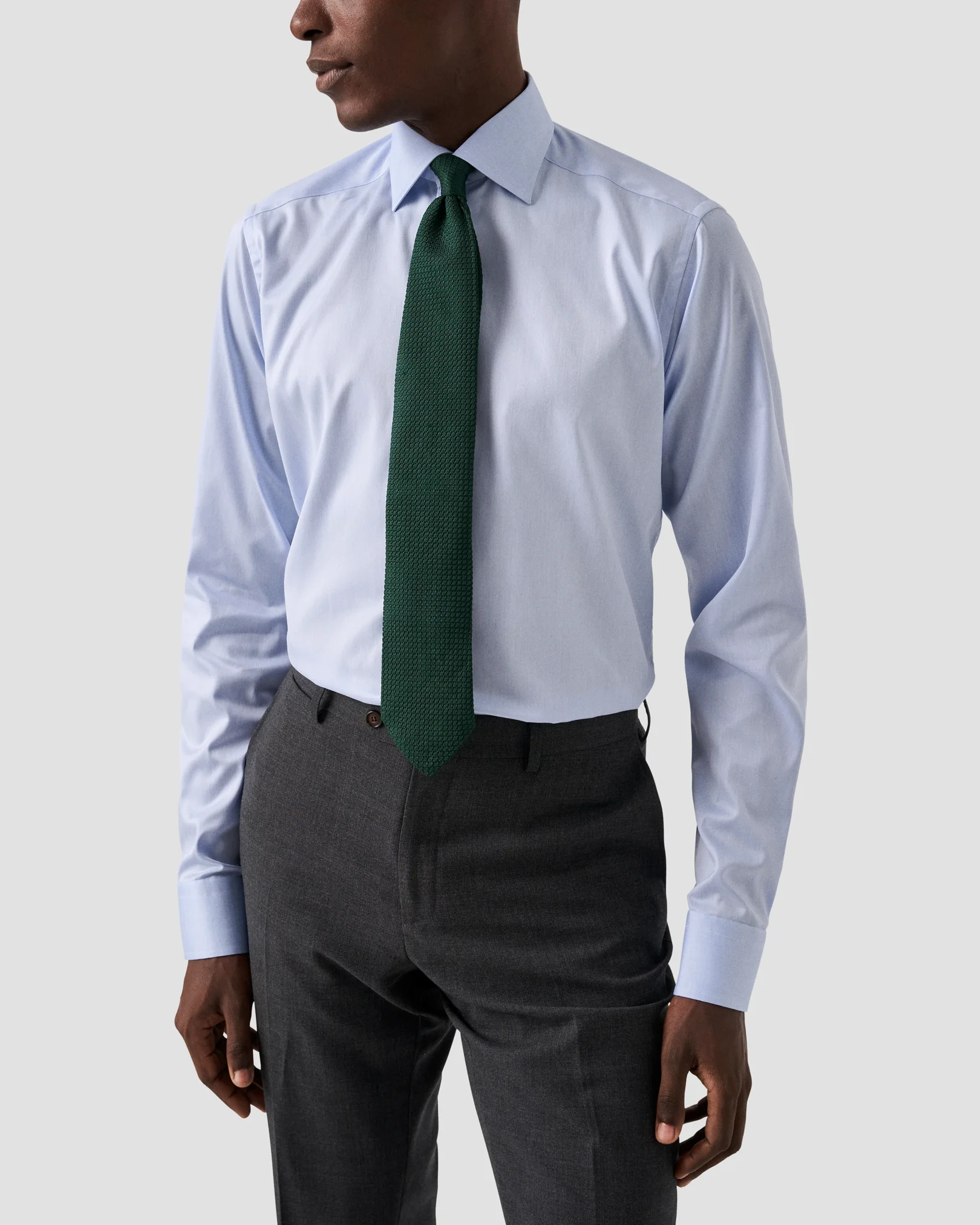 Eton - Light Blue Signature Twill Shirt – Extra Long Sleeves