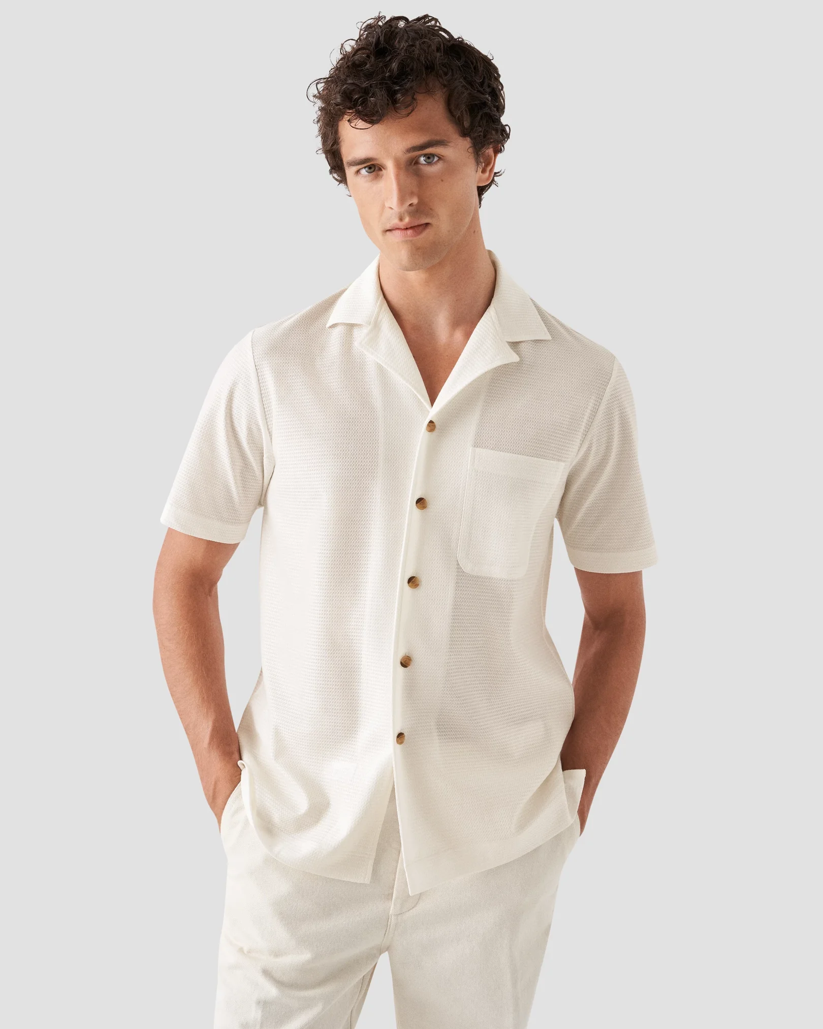 Eton - white jaquard jersey resort