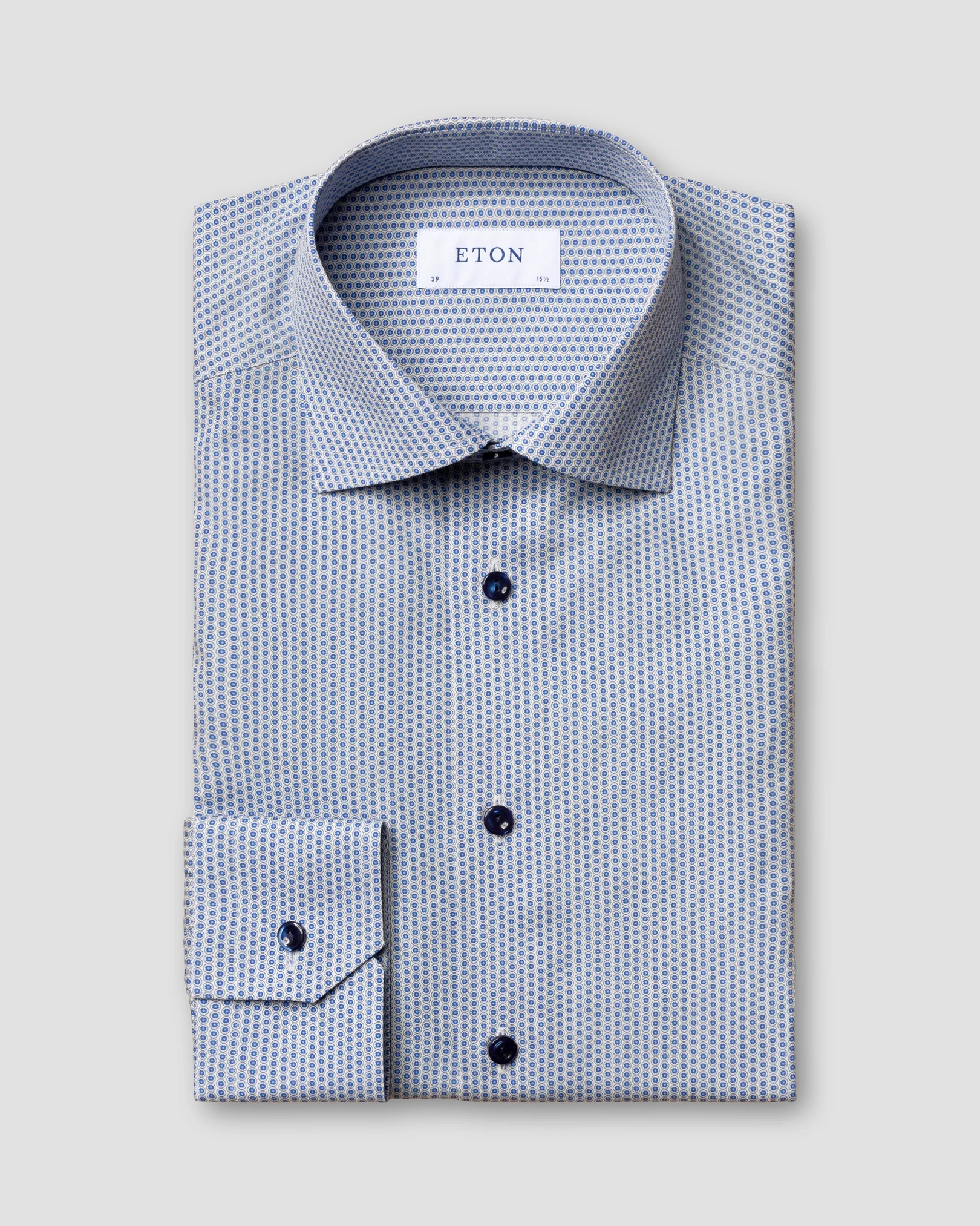 Eton - blue glass print poplin shirt