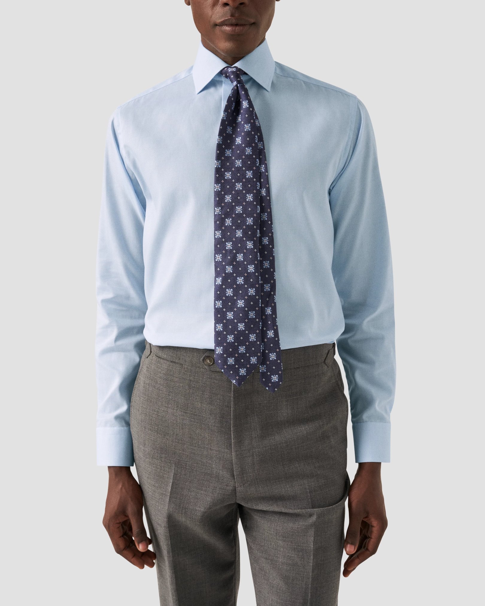 Eton - light blue solid twill shirt
