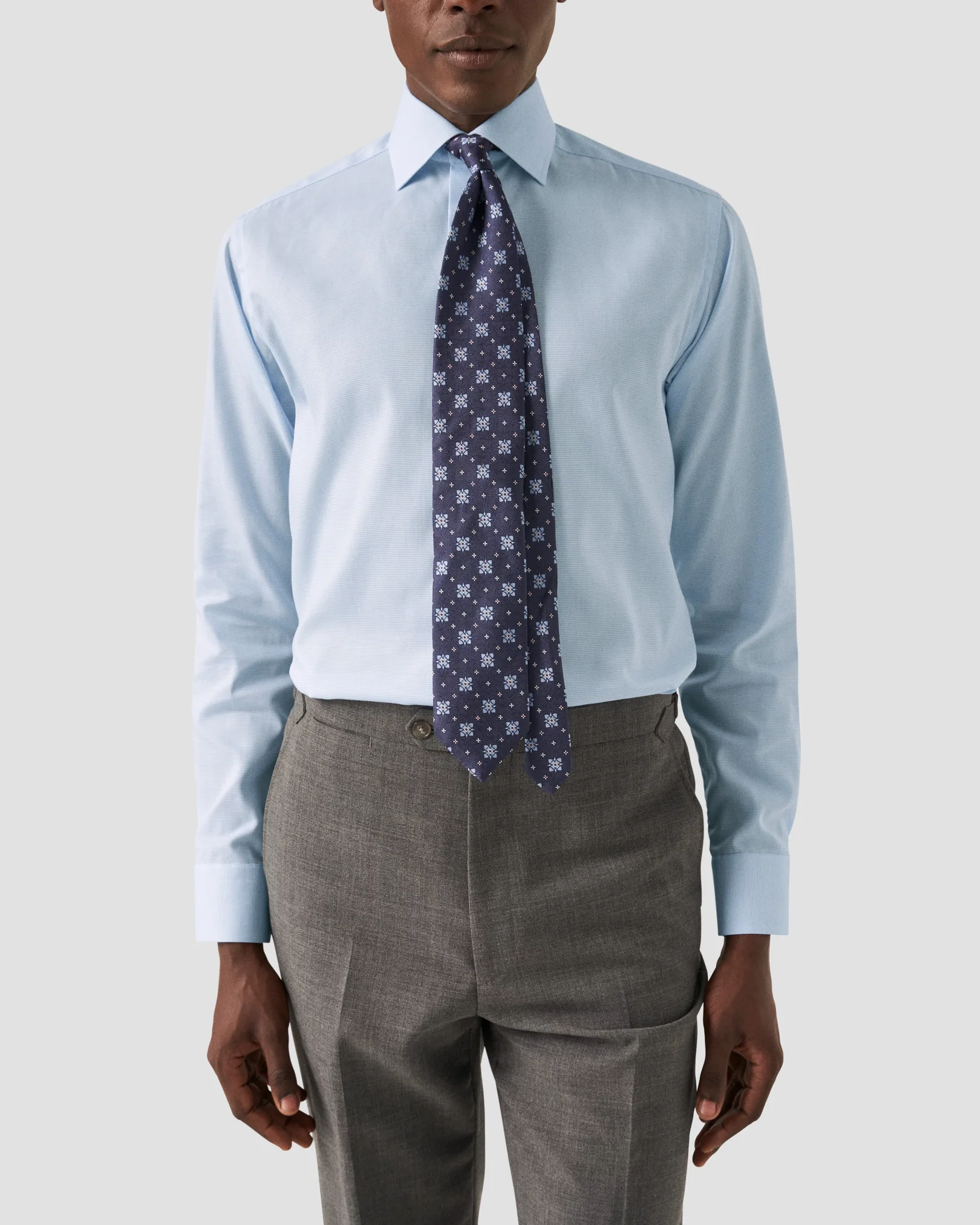 Eton - light blue solid twill shirt