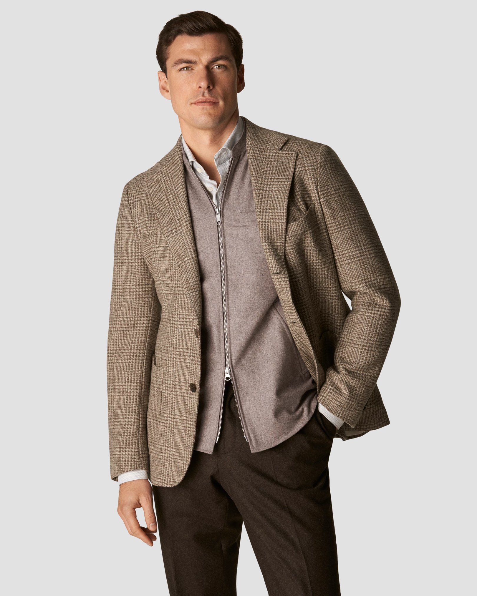 Eton - beige twill wool vest