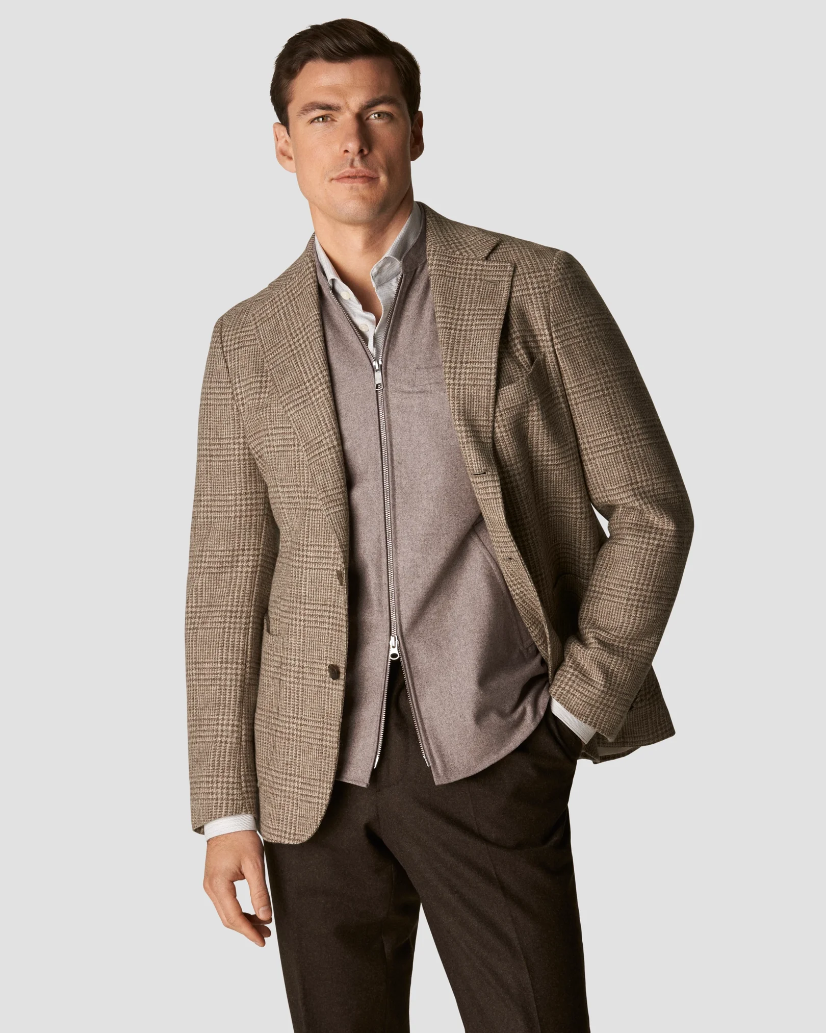 Eton - beige twill wool vest