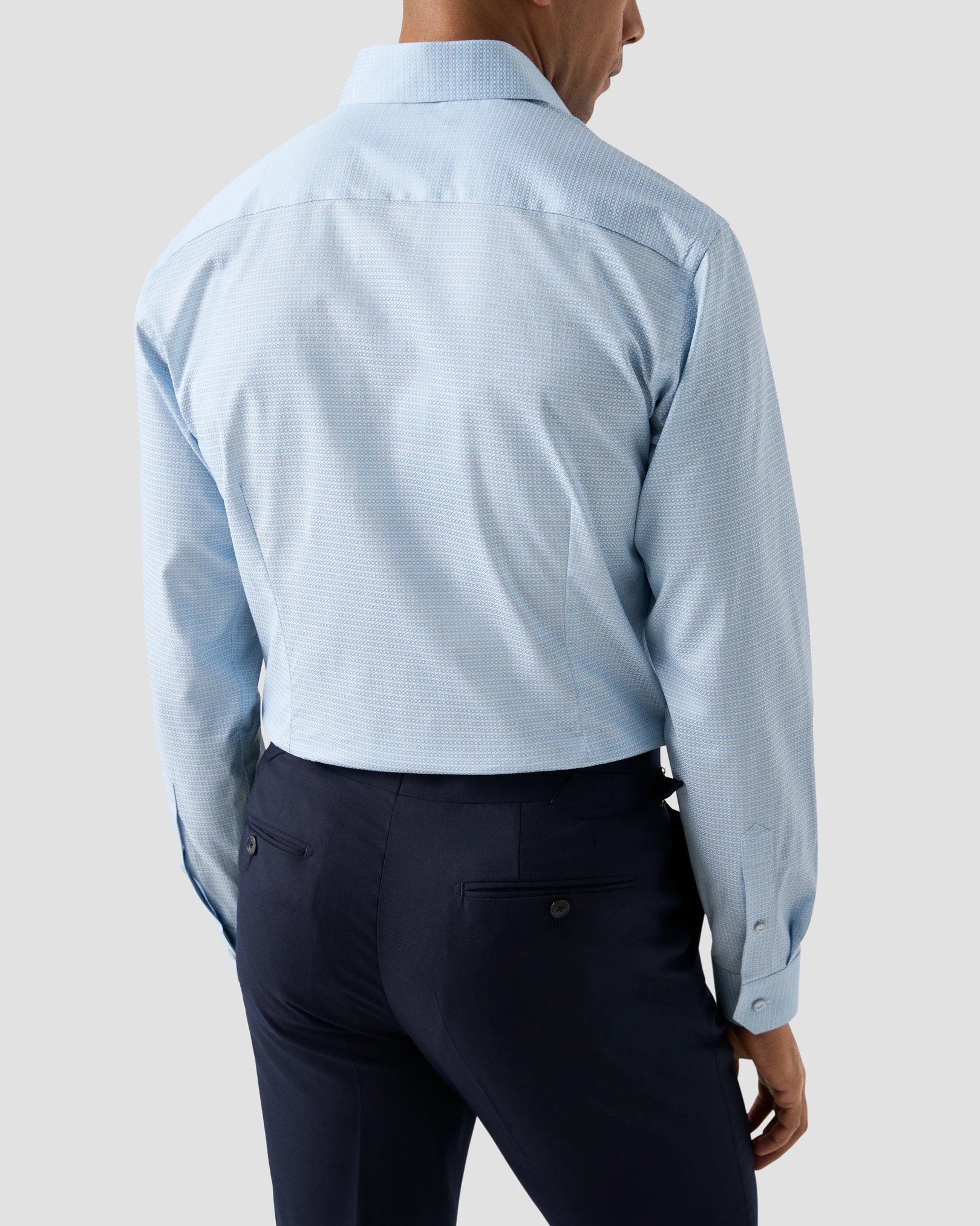 Eton - light blue semi solid elevated piqueshirt