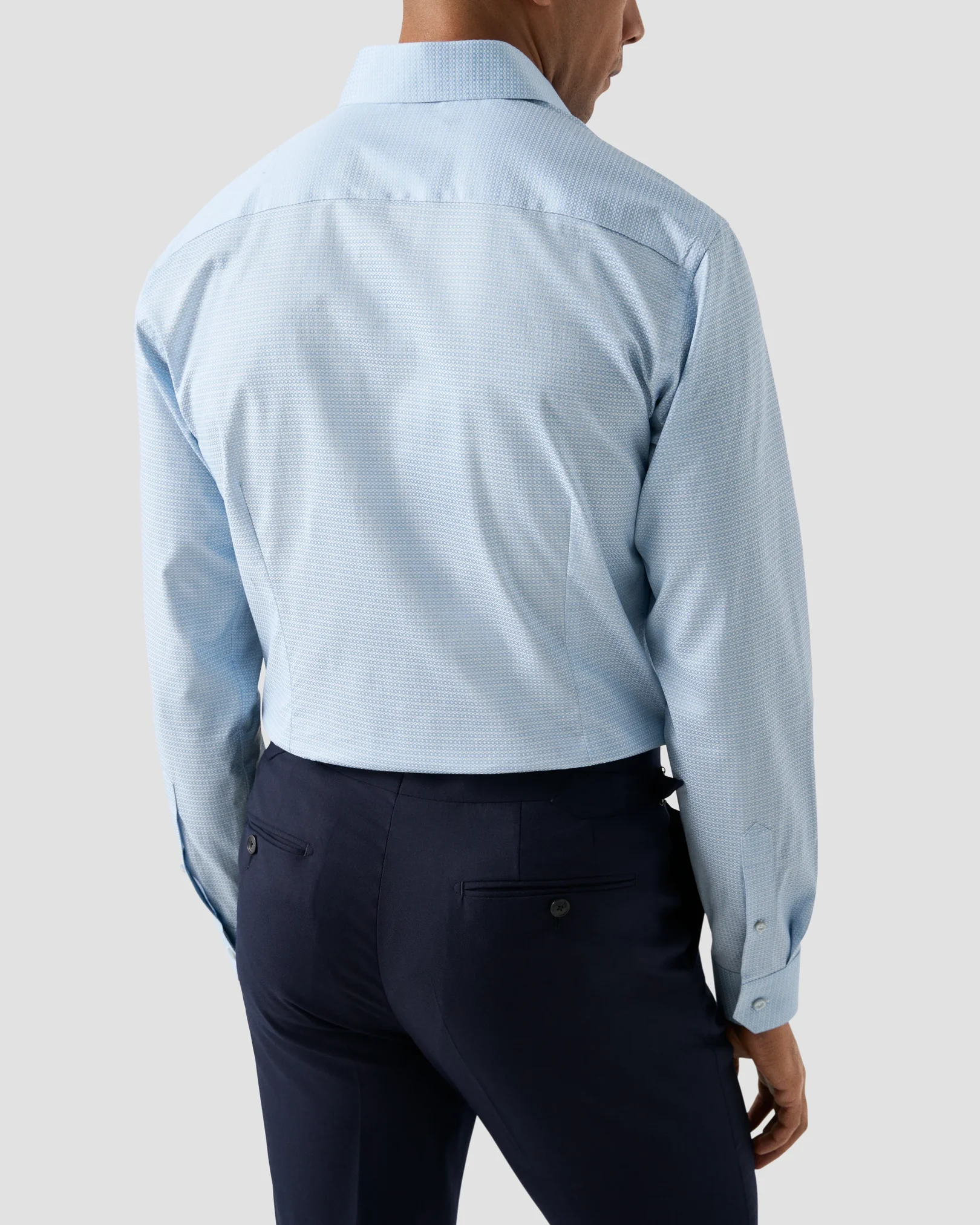 Eton - light blue semi solid elevated piqueshirt