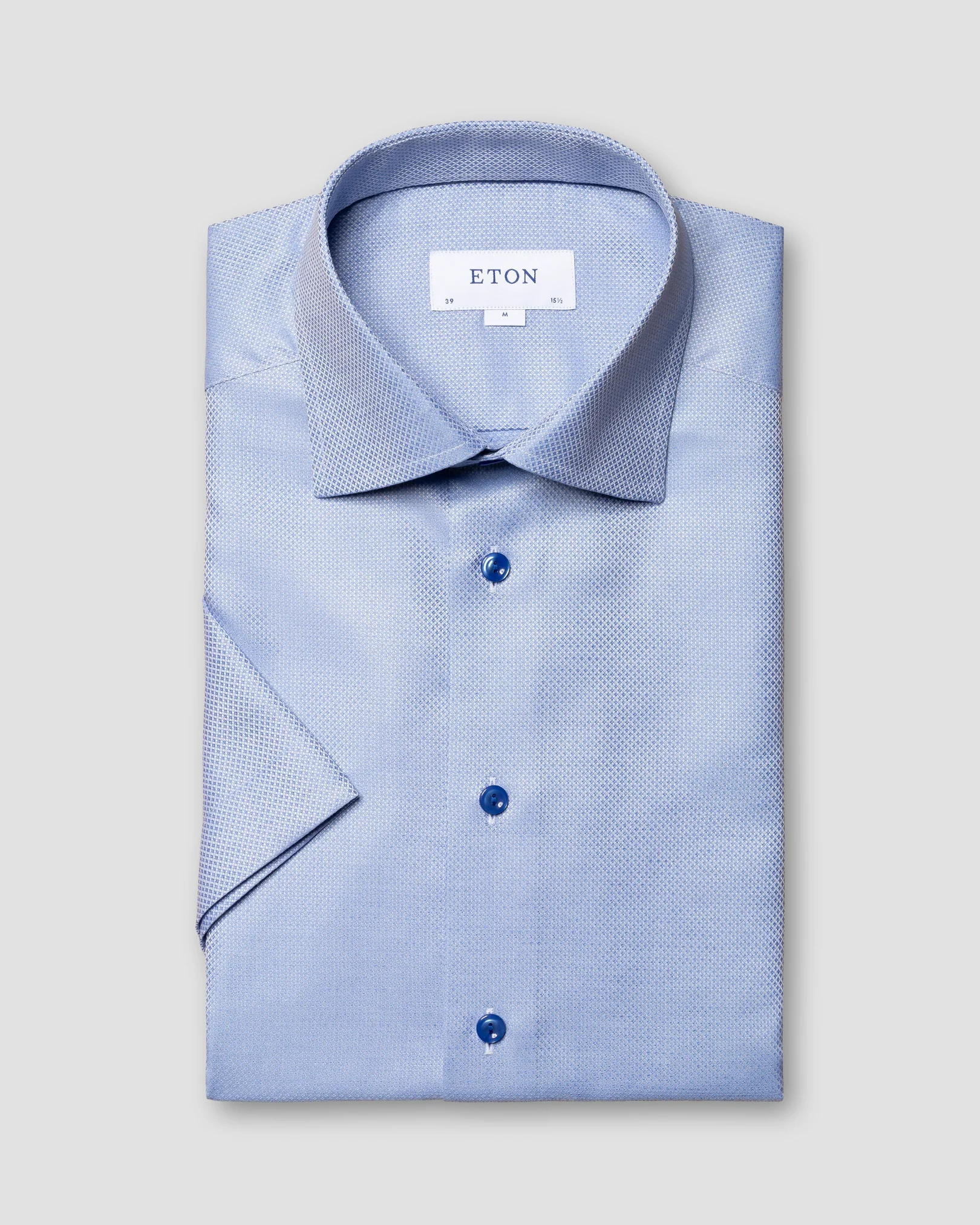 Eton - blue cotton linen shirt short sleeve