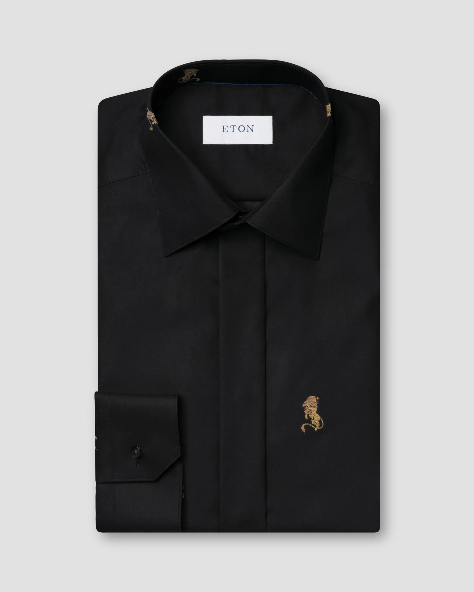 Eton - Black Lion Embroidery Fil Coupé Shirt