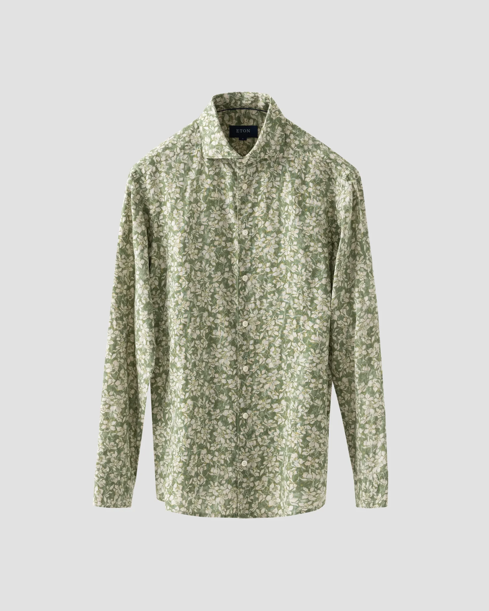 Eton - Green Floral Print Linen Shirt
