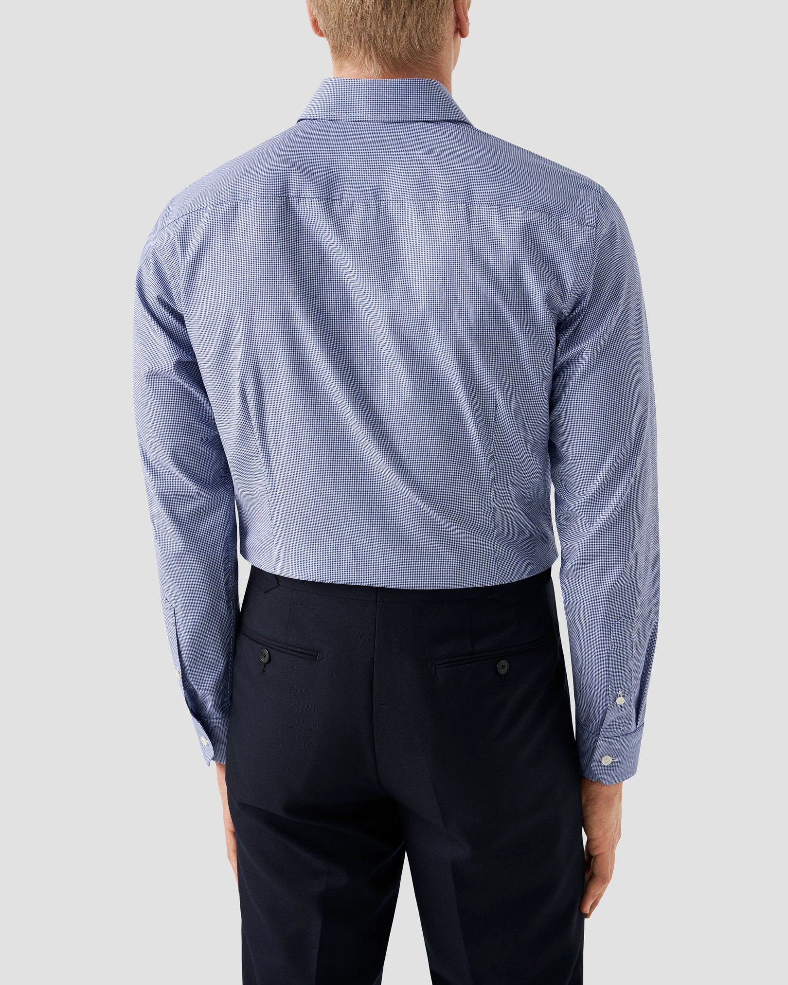 Eton - mid blue fine check signature twill shirt