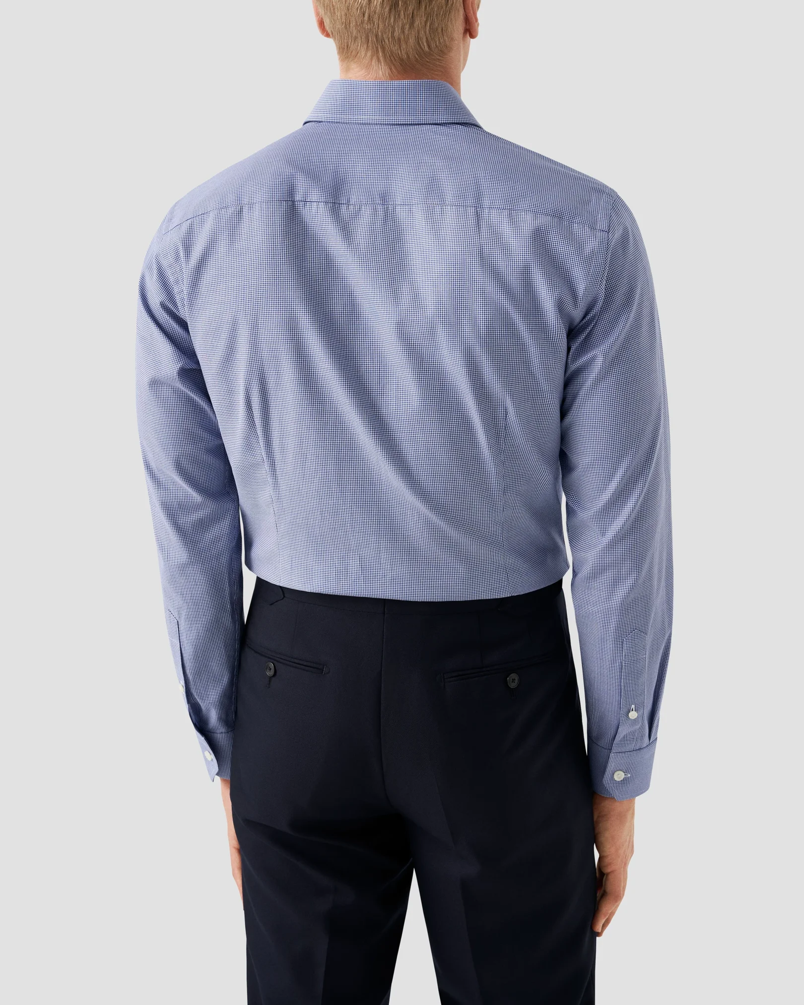 Eton - mid blue fine check signature twill shirt