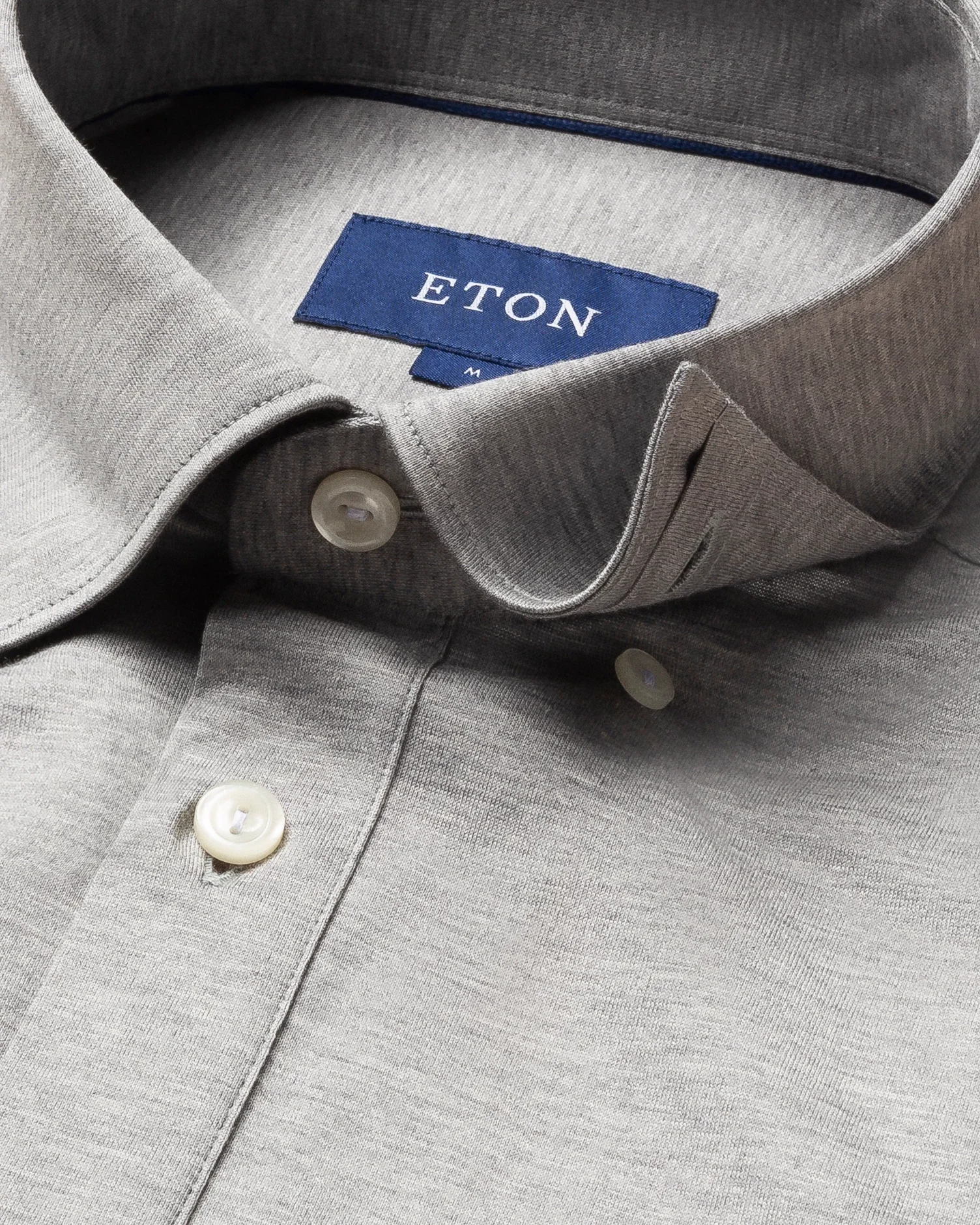 Eton - light grey jersey popover shirt short sleeved