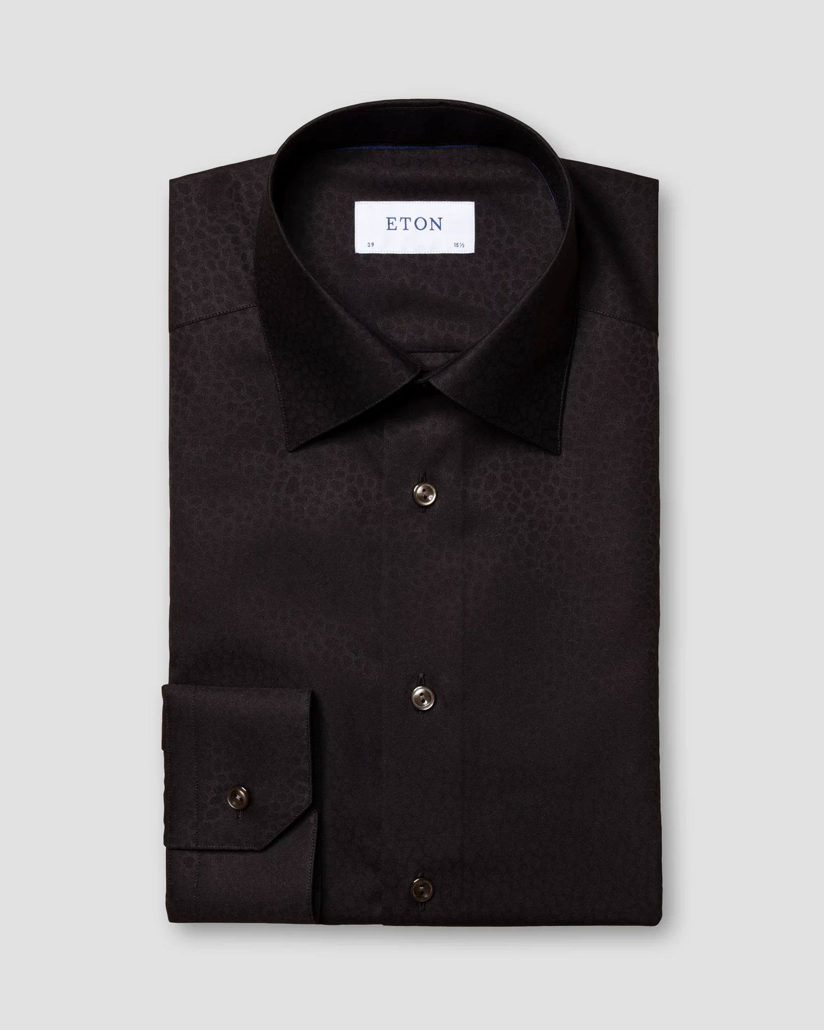 Eton - black leo jacquard shirt moderate cut away