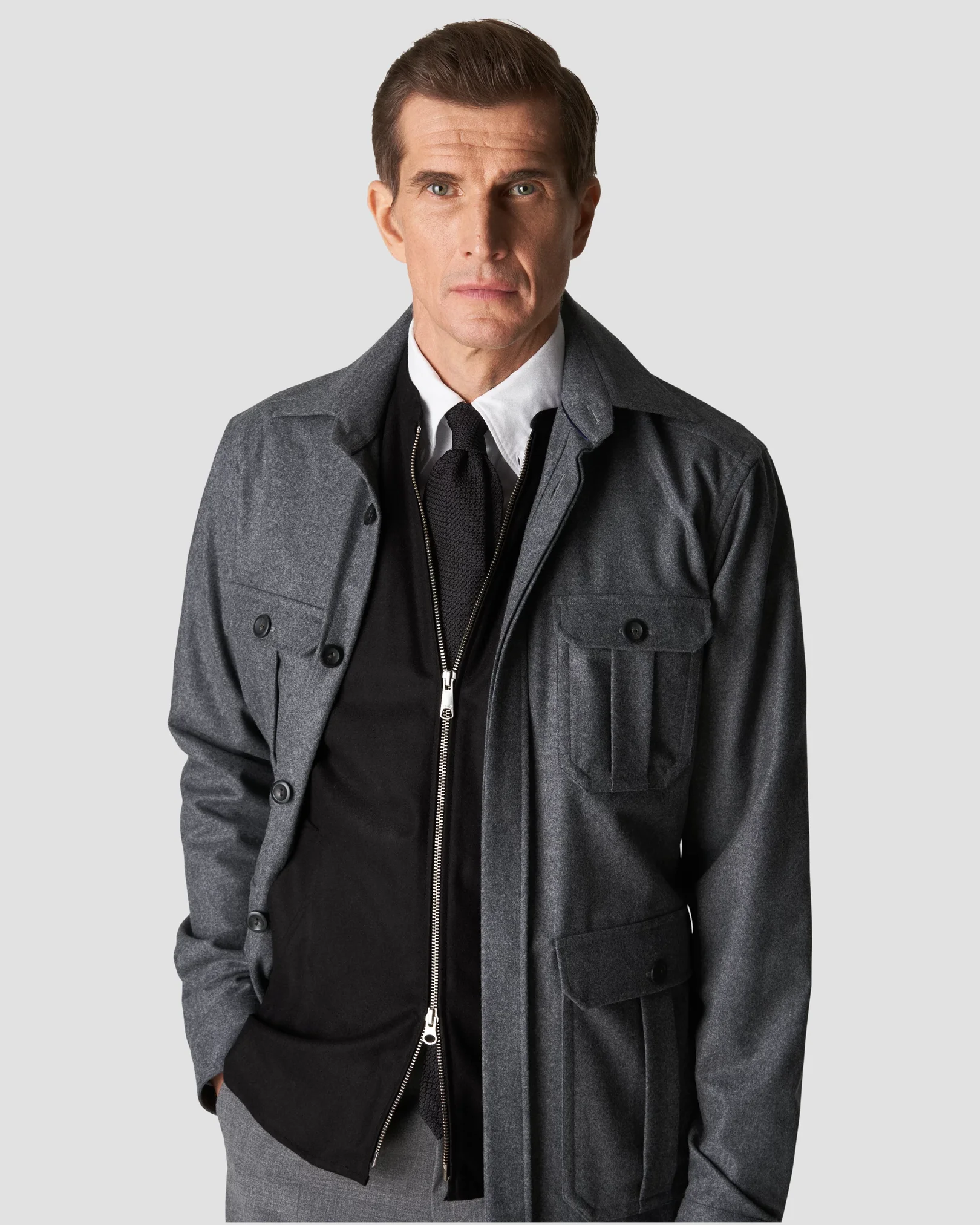 Eton - black twill wool vest