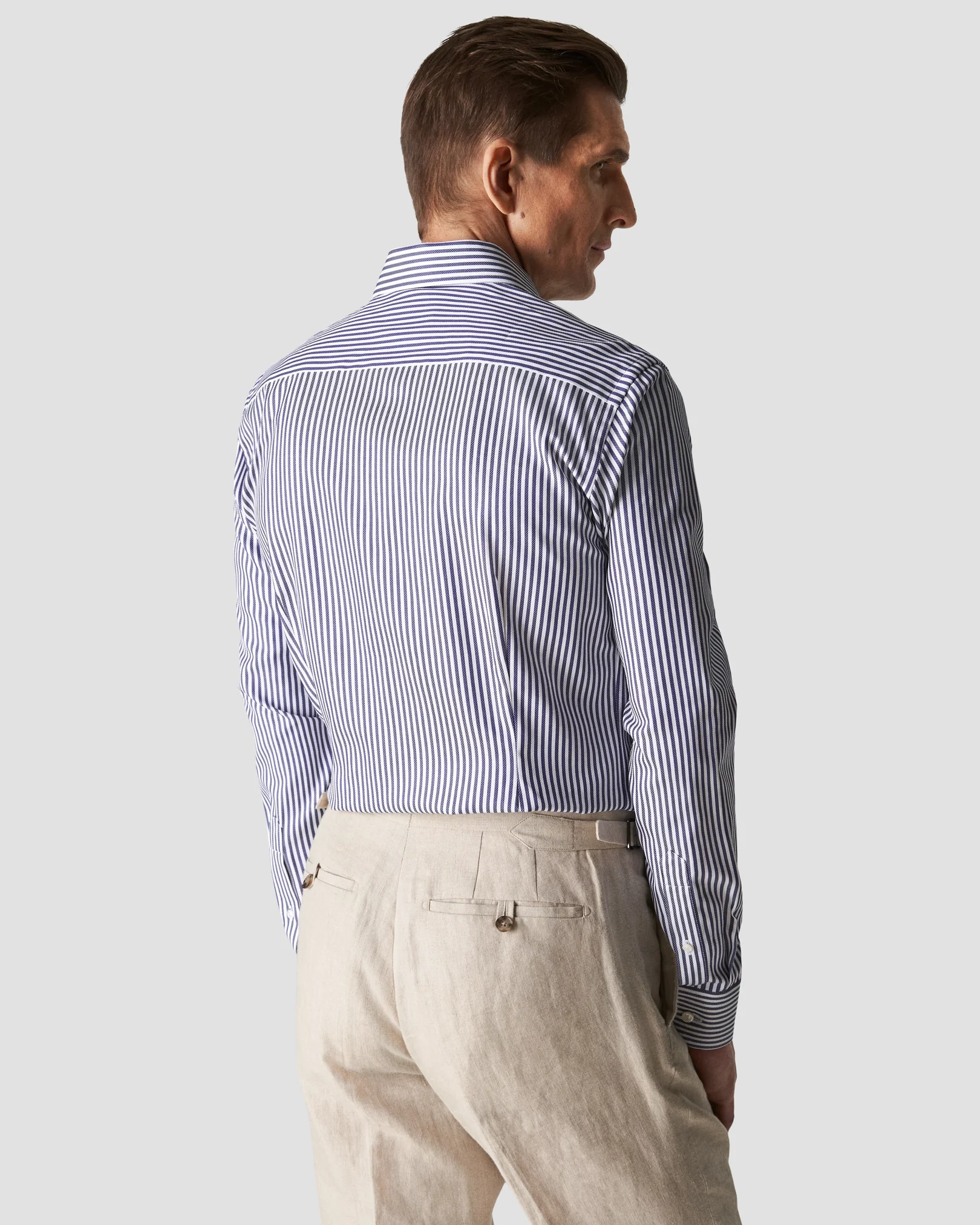 Eton - dark blue signature twill cutaway classic stripes