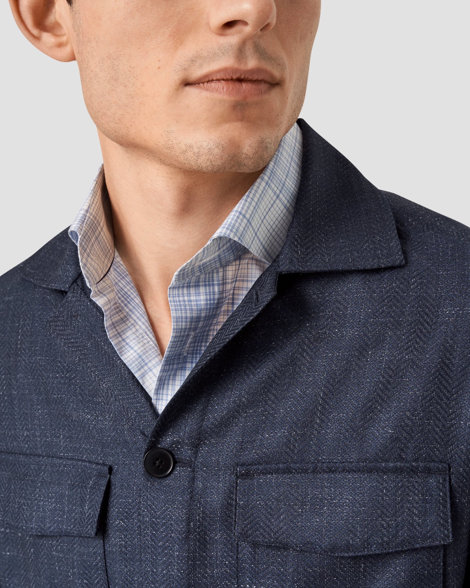 Eton - navy blue regular blend overshirt