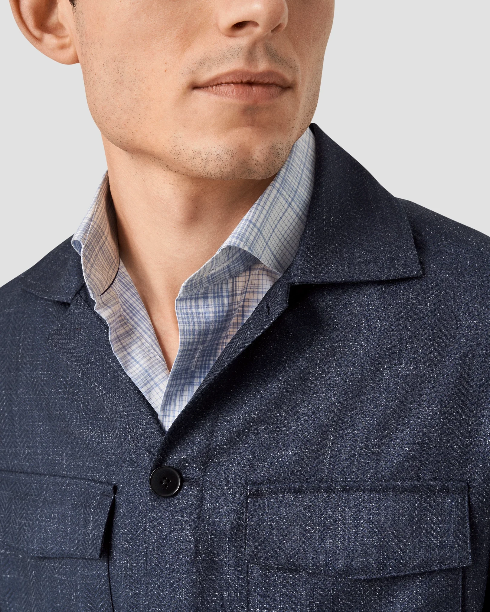 Eton - navy blue regular blend overshirt