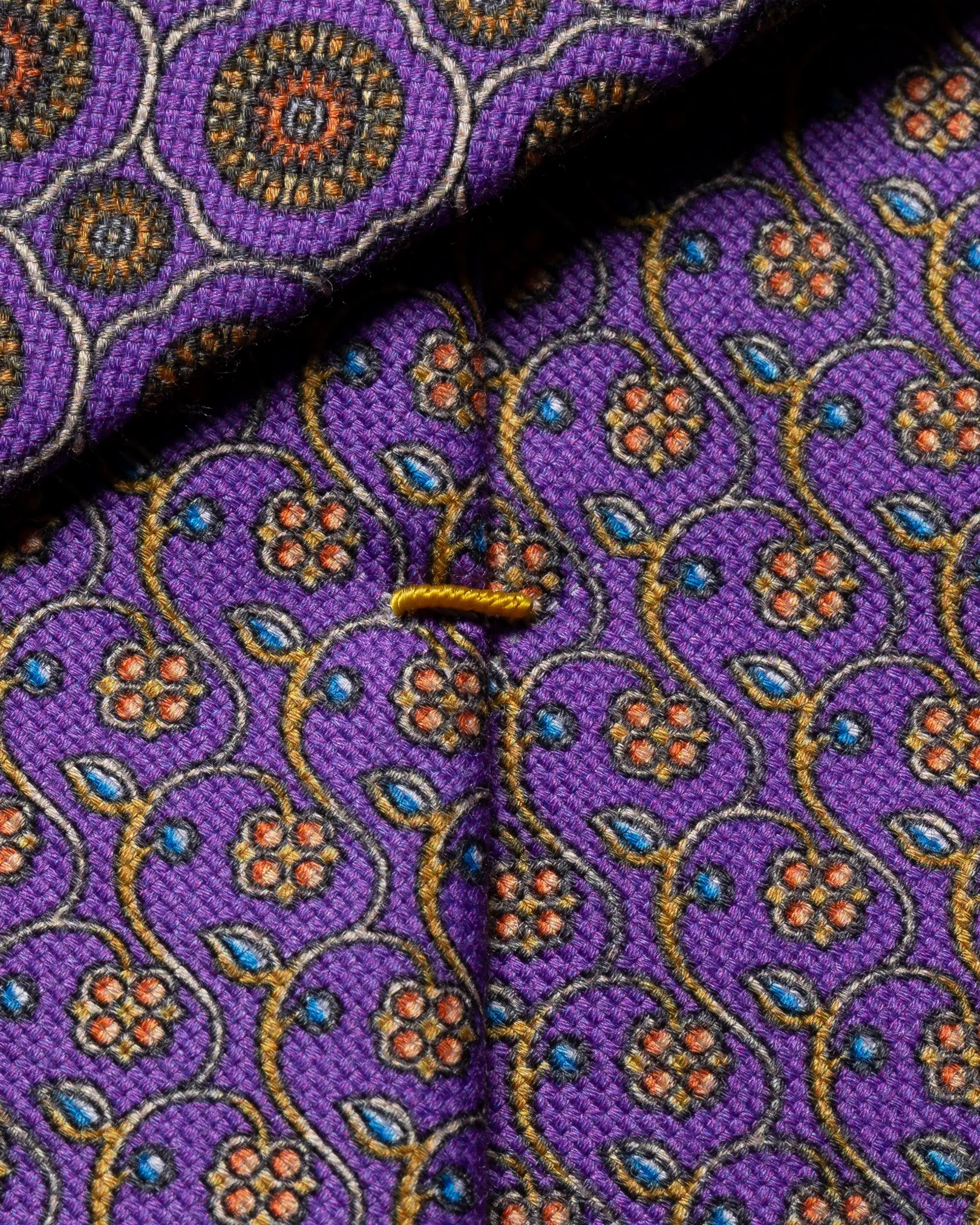 Eton - dark purple floral print cotton tie