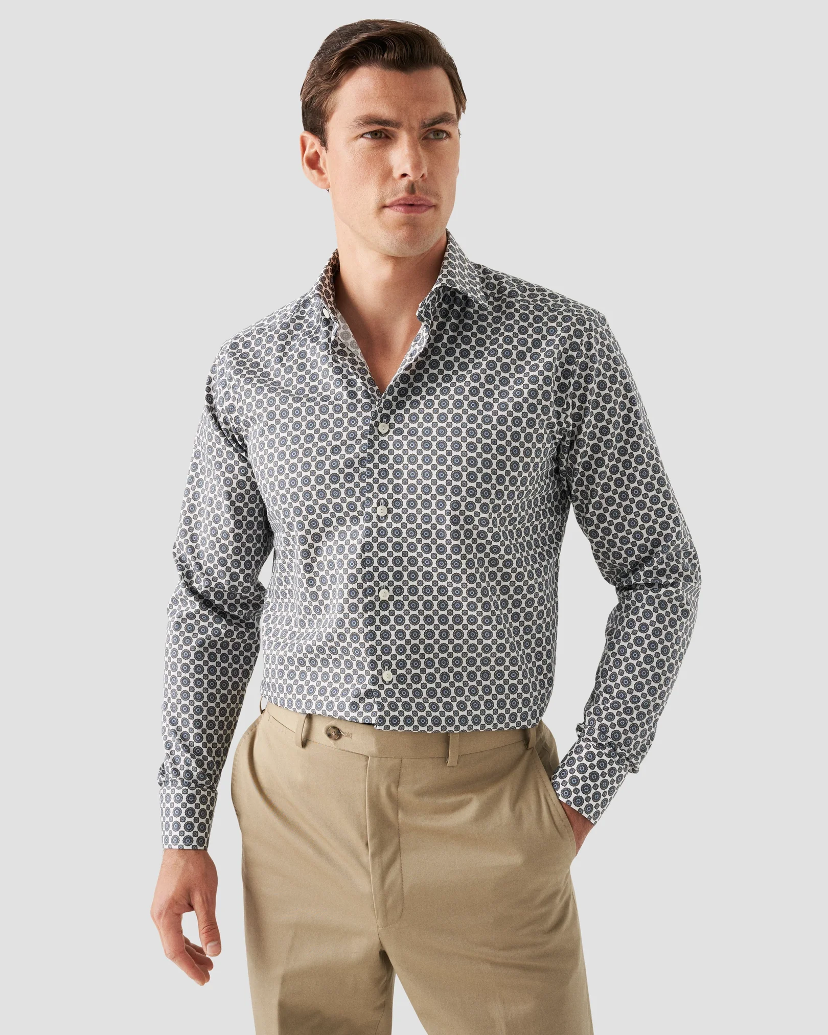 Eton - Brown Medallion Print Signature Twill Shirt