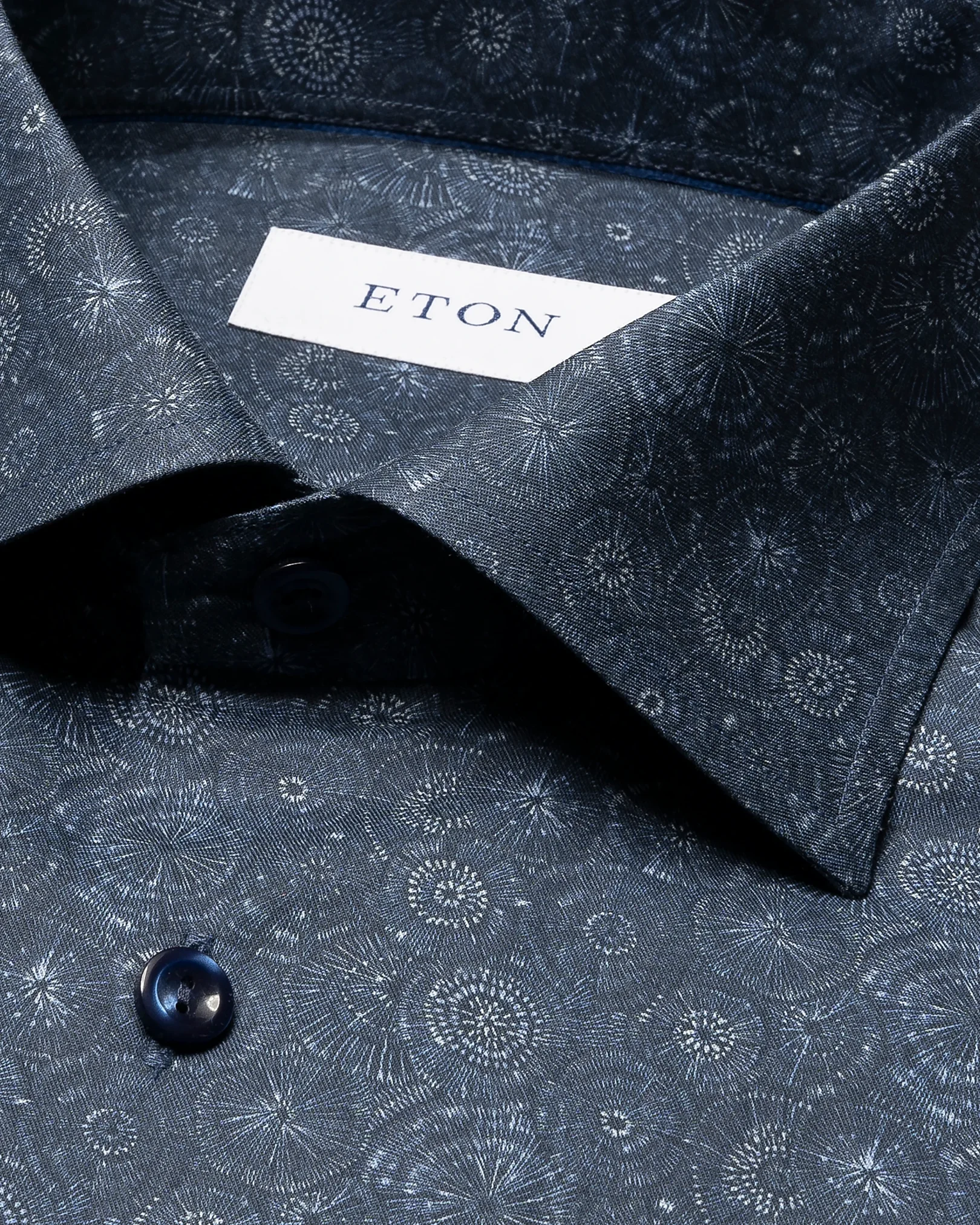 Eton - dark blue motif signature twill shirt cutaway