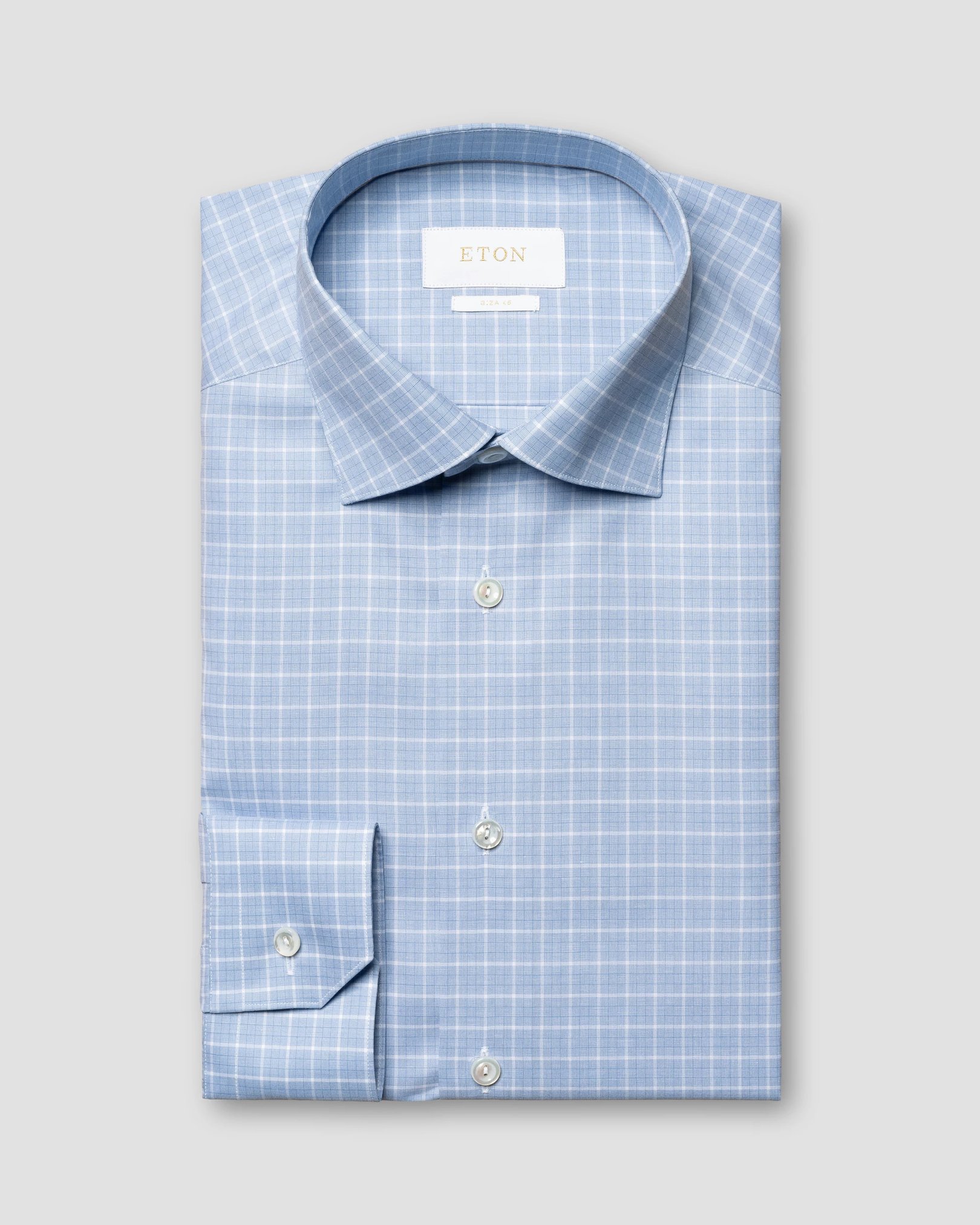 Eton - light blue checked giza