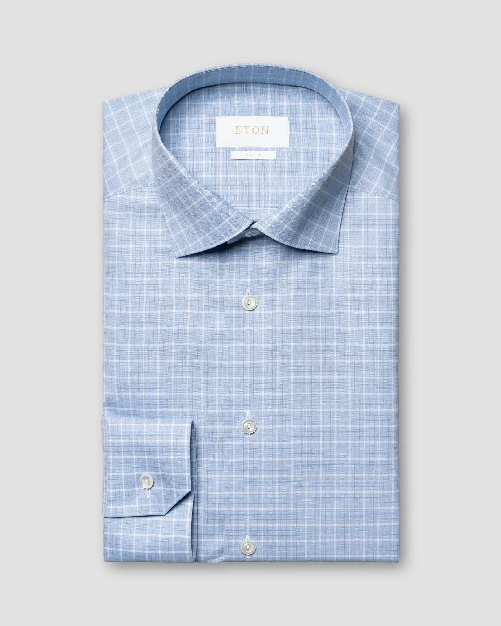 Eton - light blue checked giza