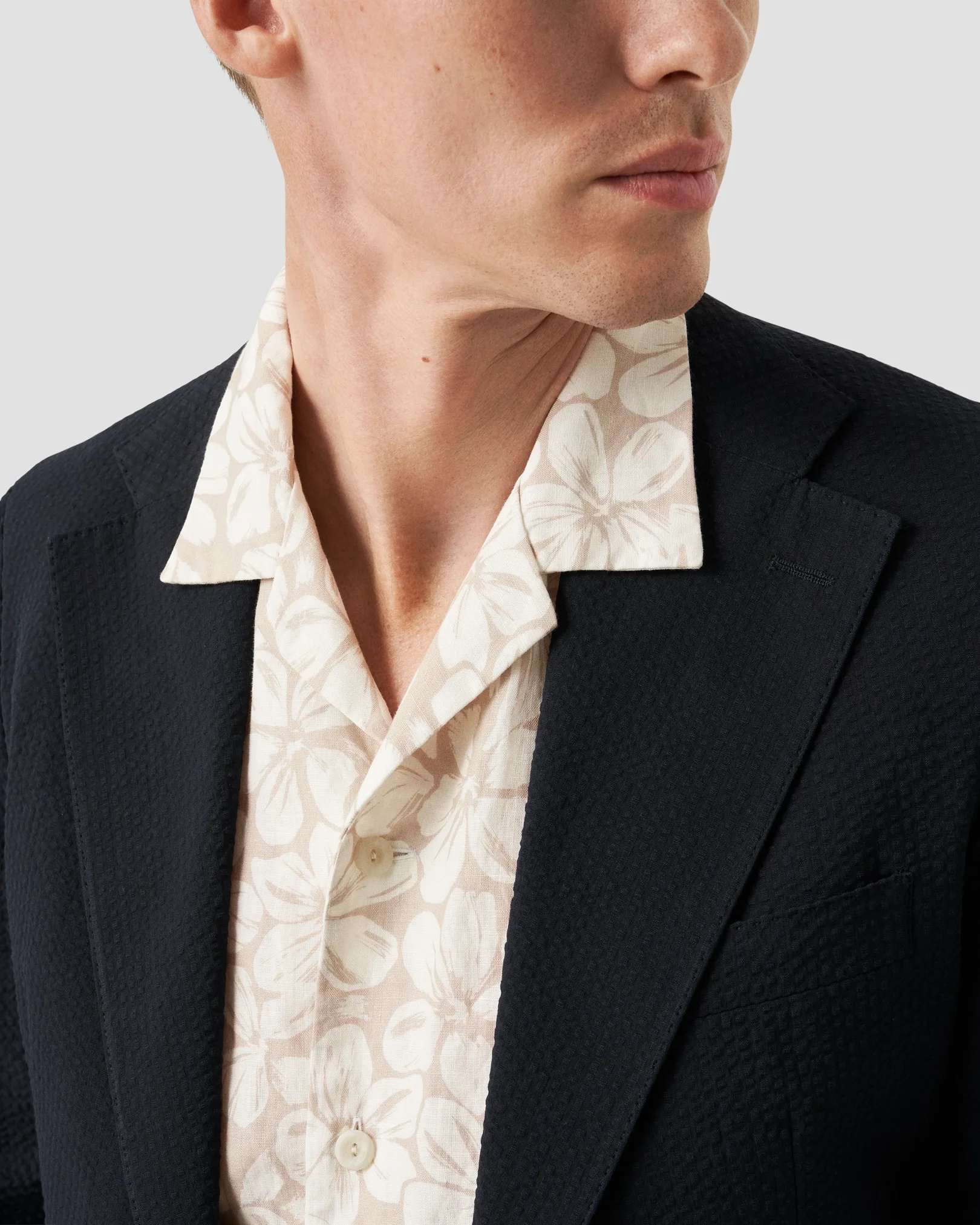 Eton - brown resort linen shirt