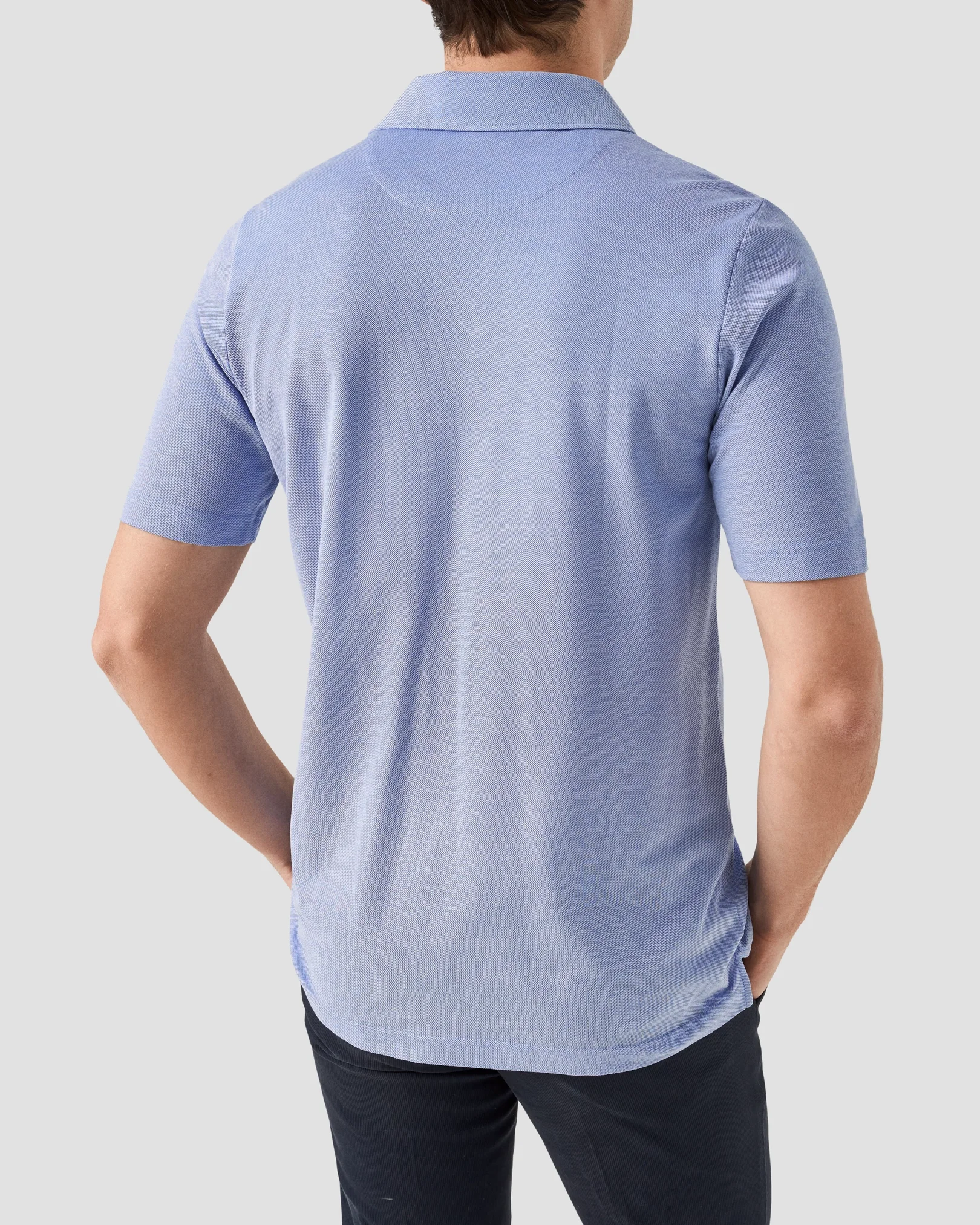 Eton - mid blue turndown collar short sleeve