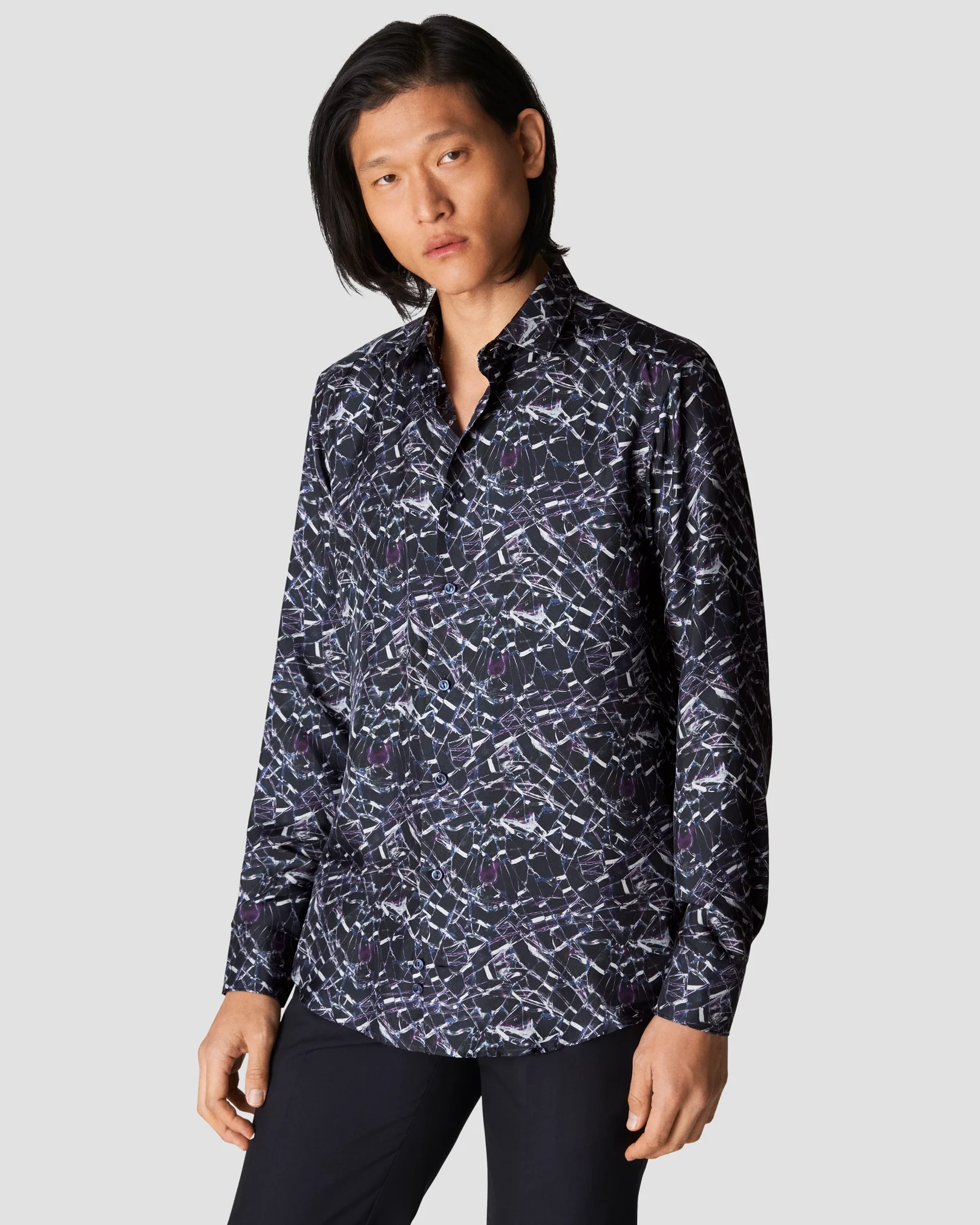 Eton - navy blue silk shirt