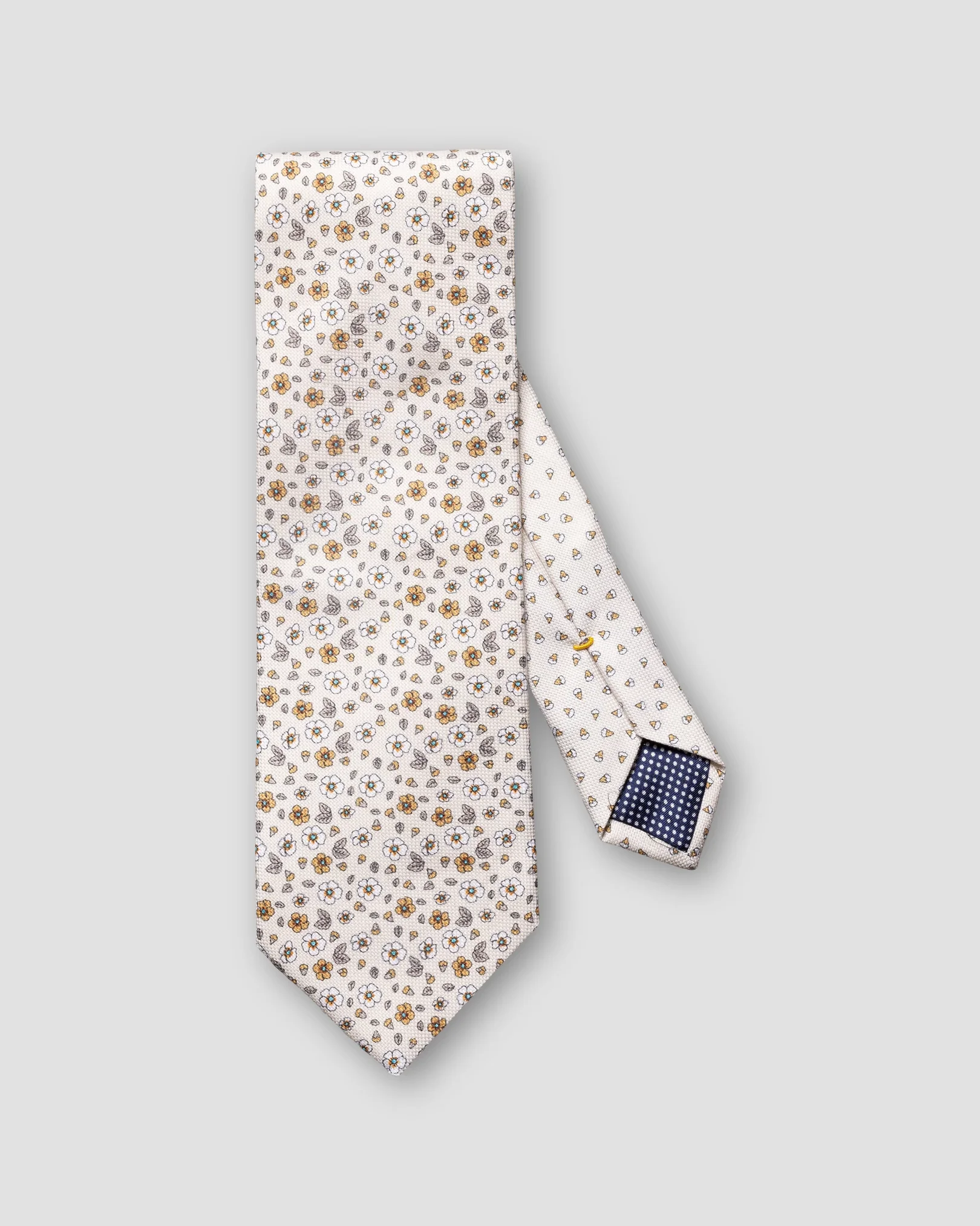 Eton - brown floral print cotton tie