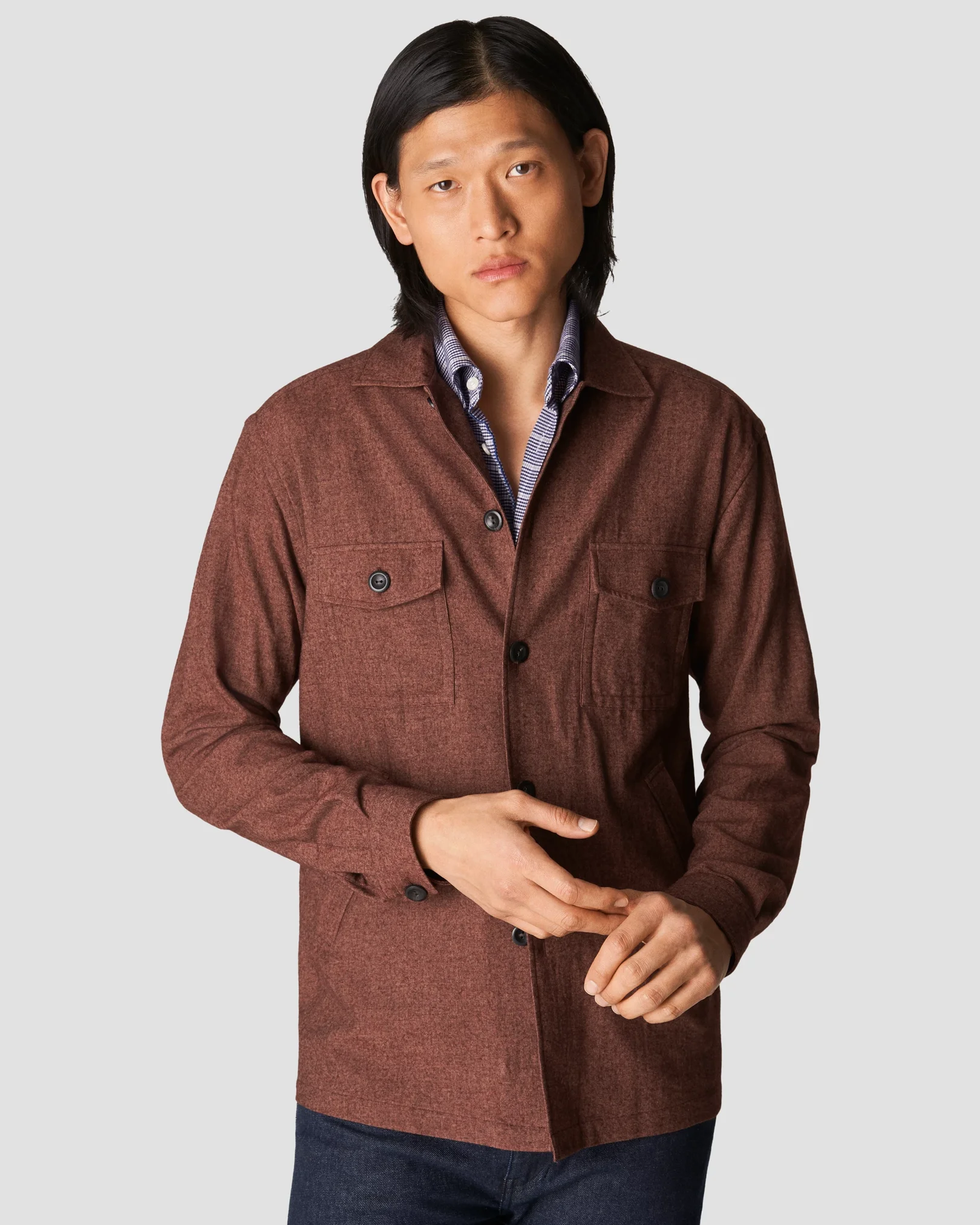 Eton - navy blue twill tencel flanne