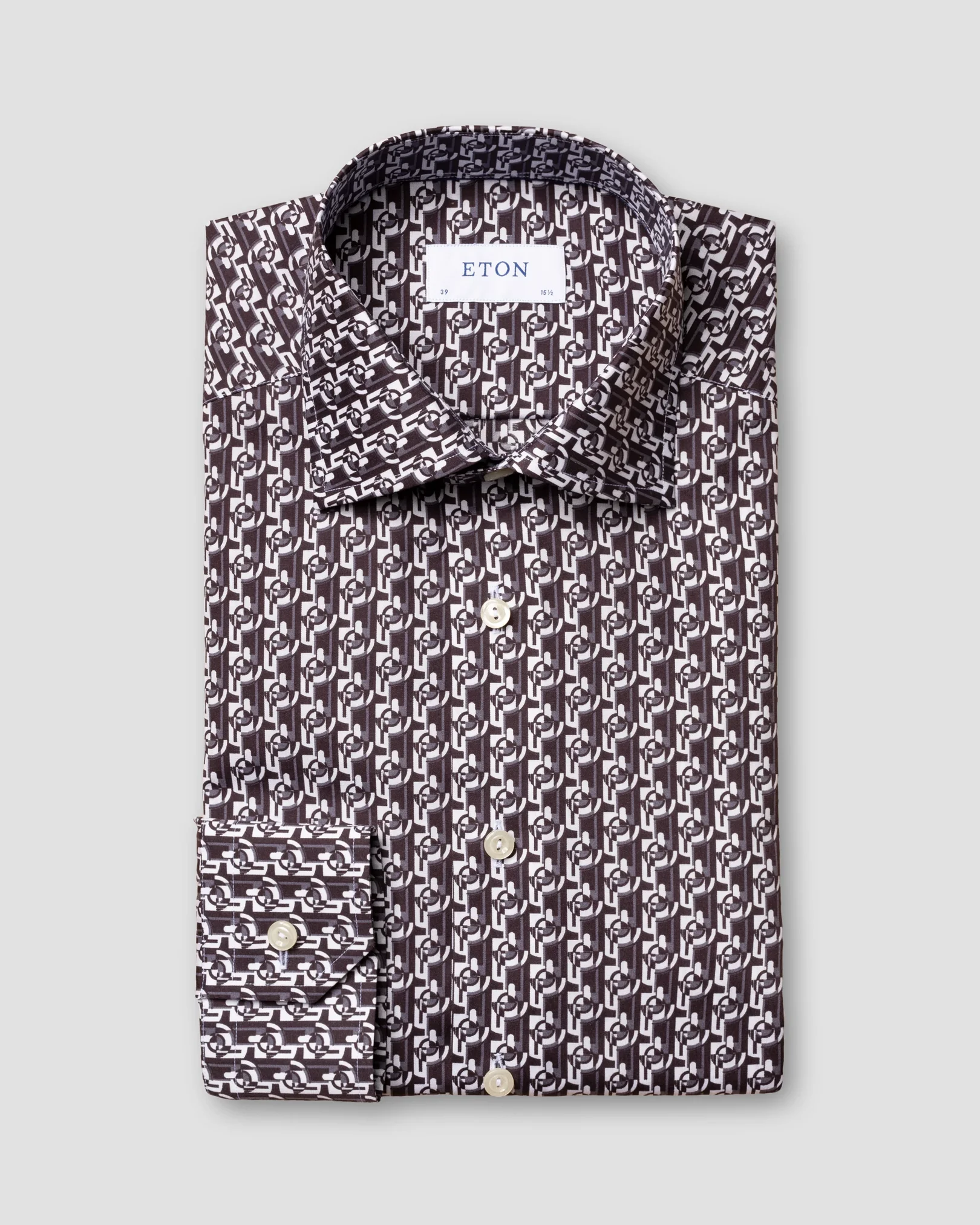 Eton - art deco geometric print poplin shirt