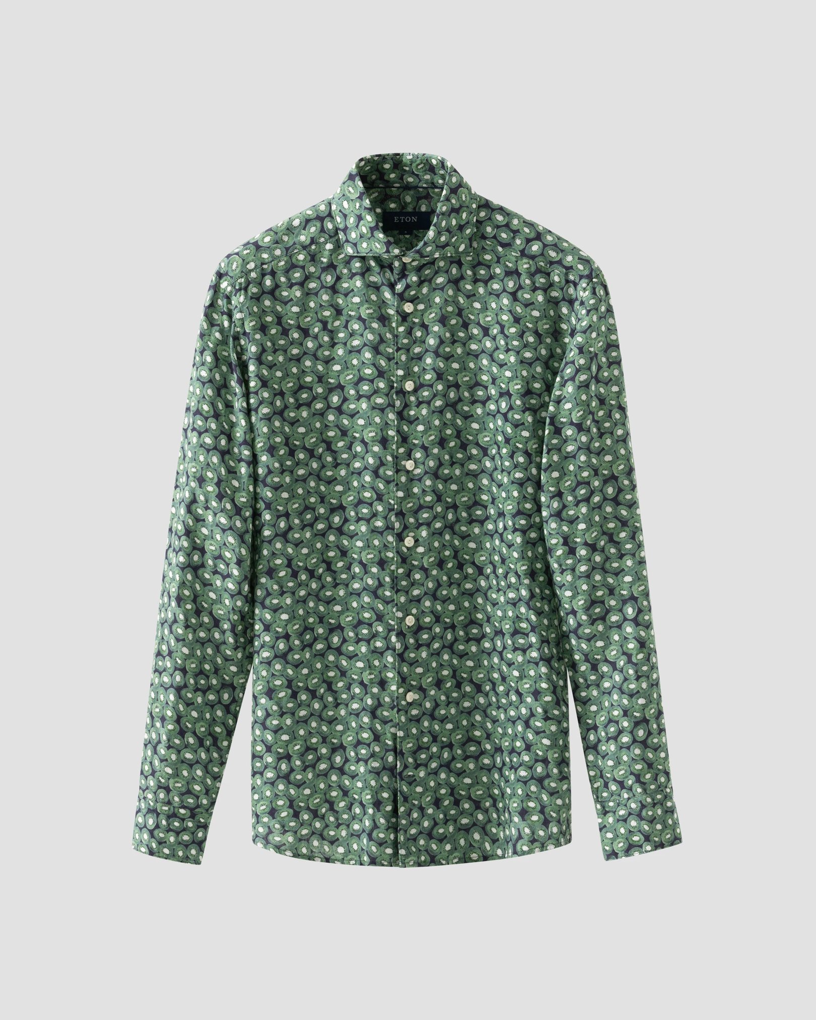 Eton - Green Kiwi Print Linen Shirt
