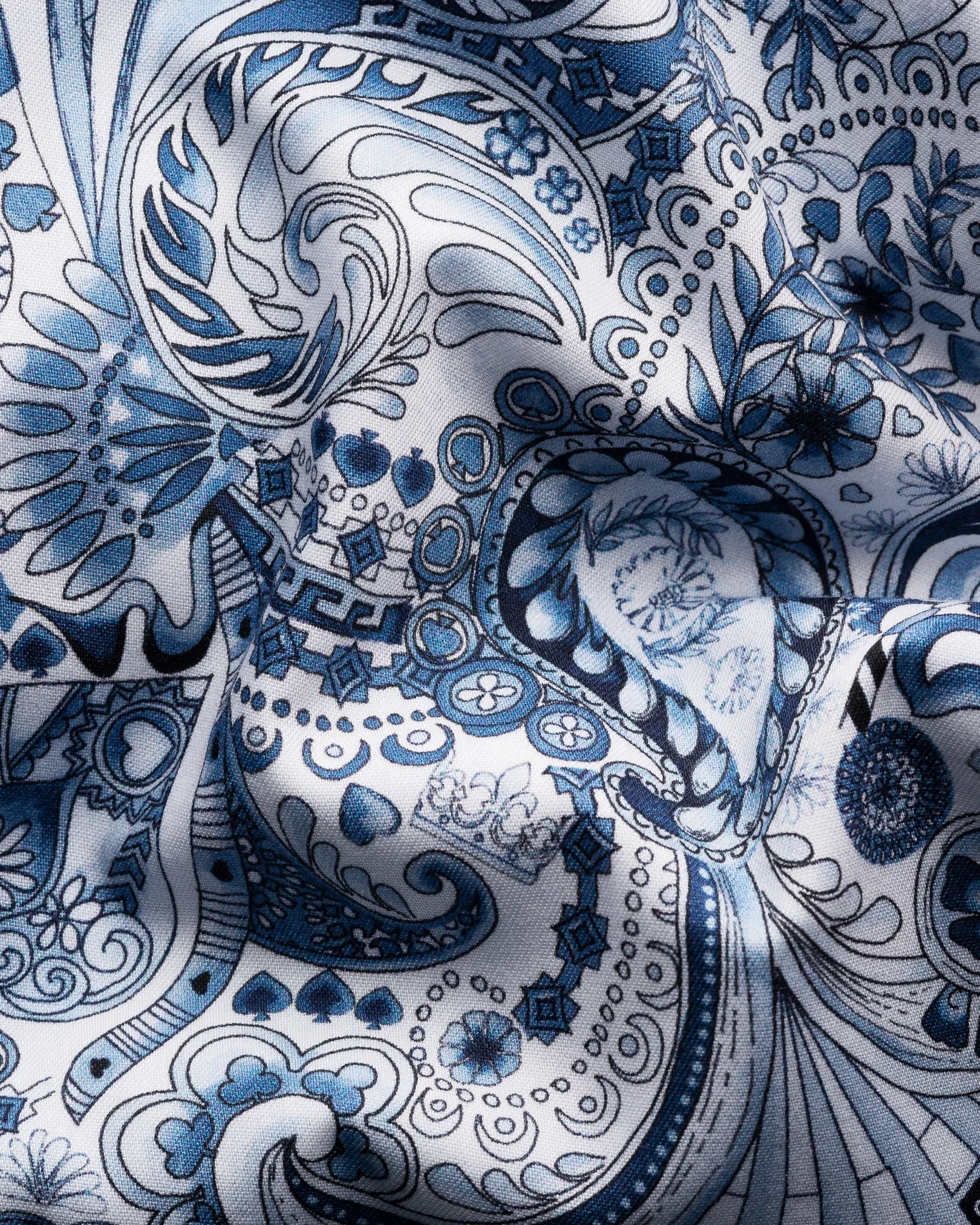 Eton - light blue twill floral paisley shirt