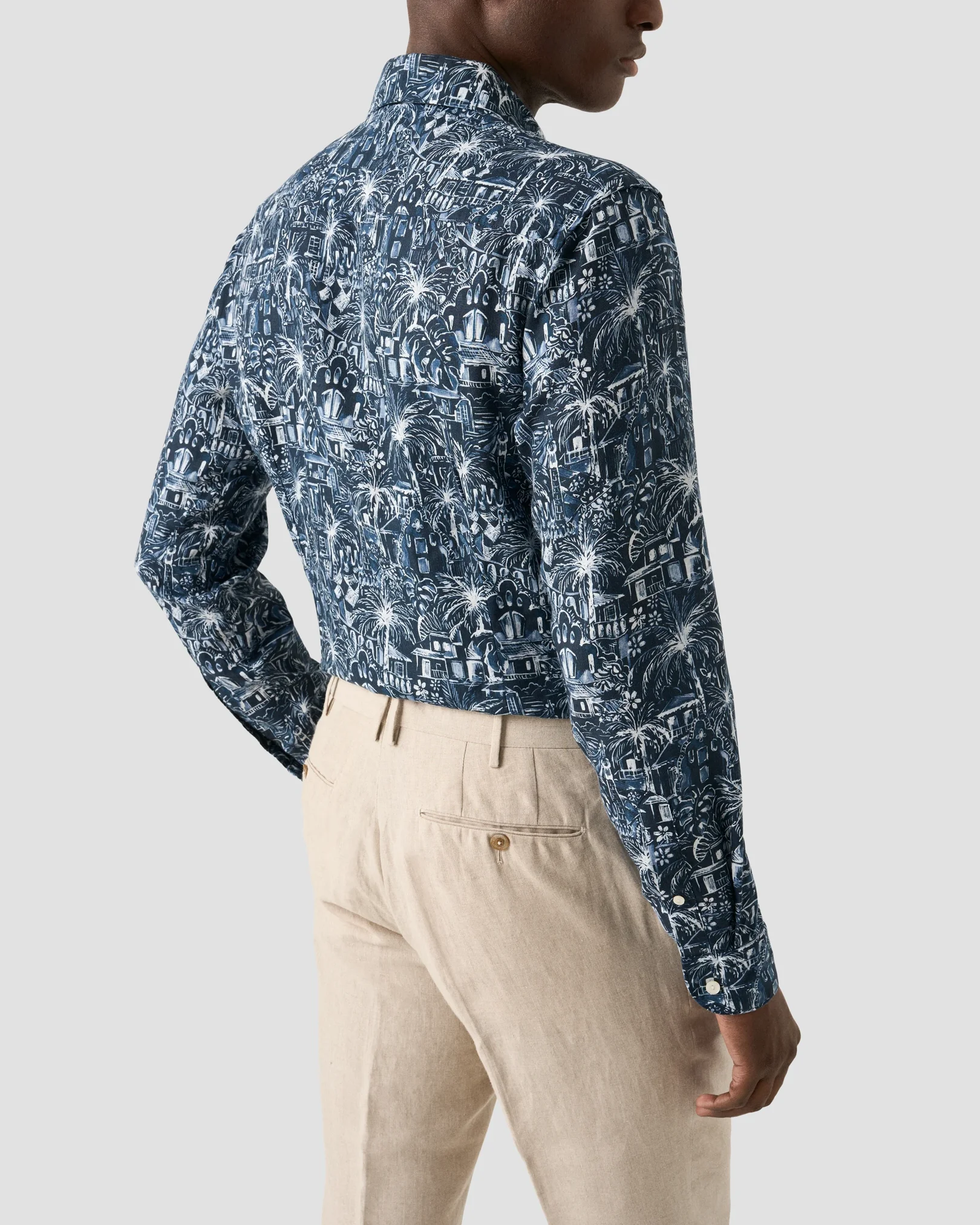 Eton - dark blue gaudi garden print shirt