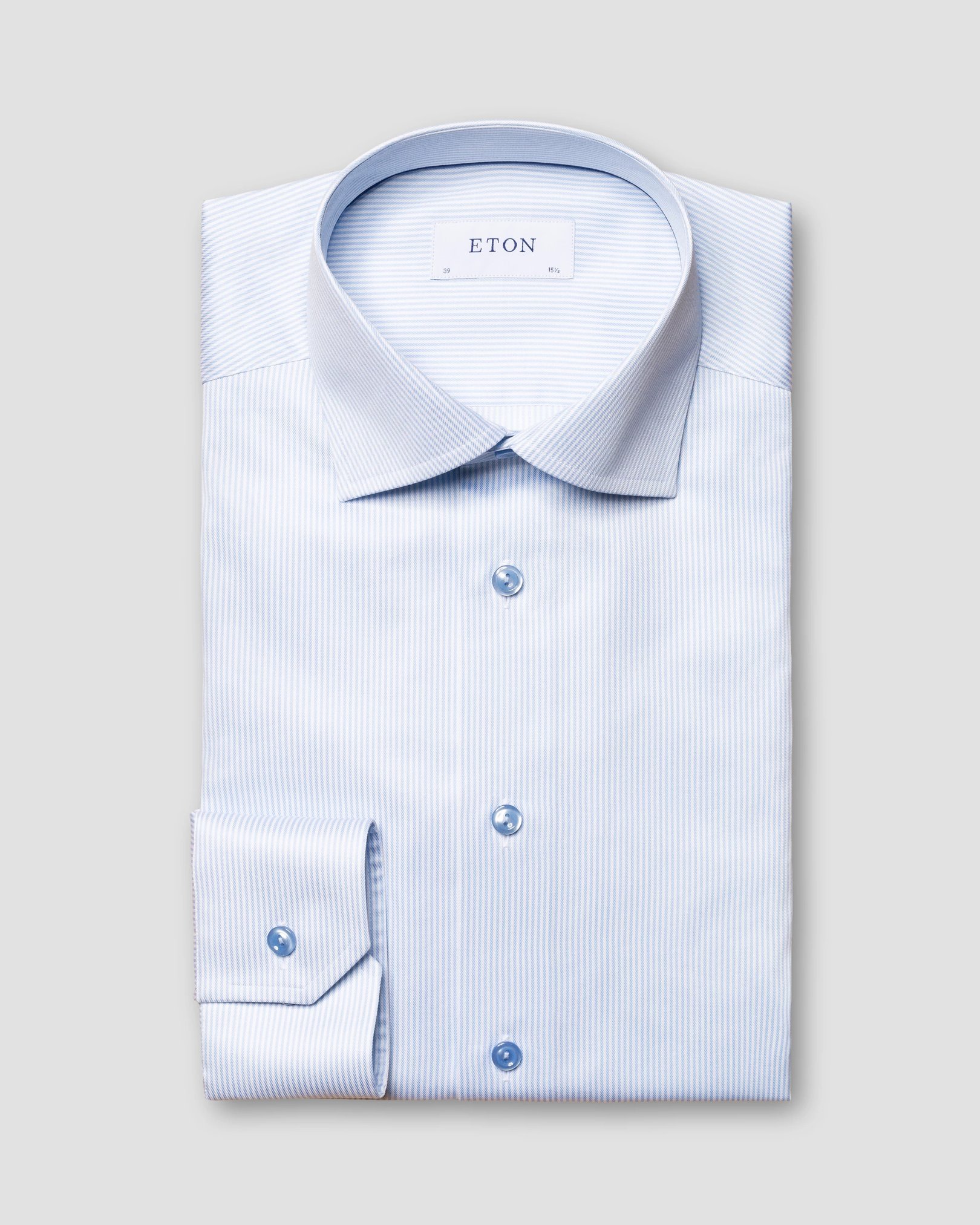 Eton - light blue twill thin striped