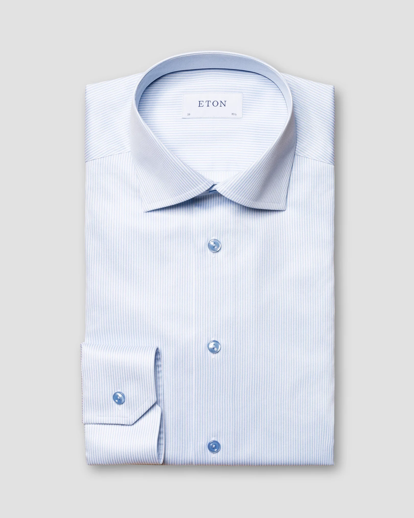 Eton - light blue twill thin striped