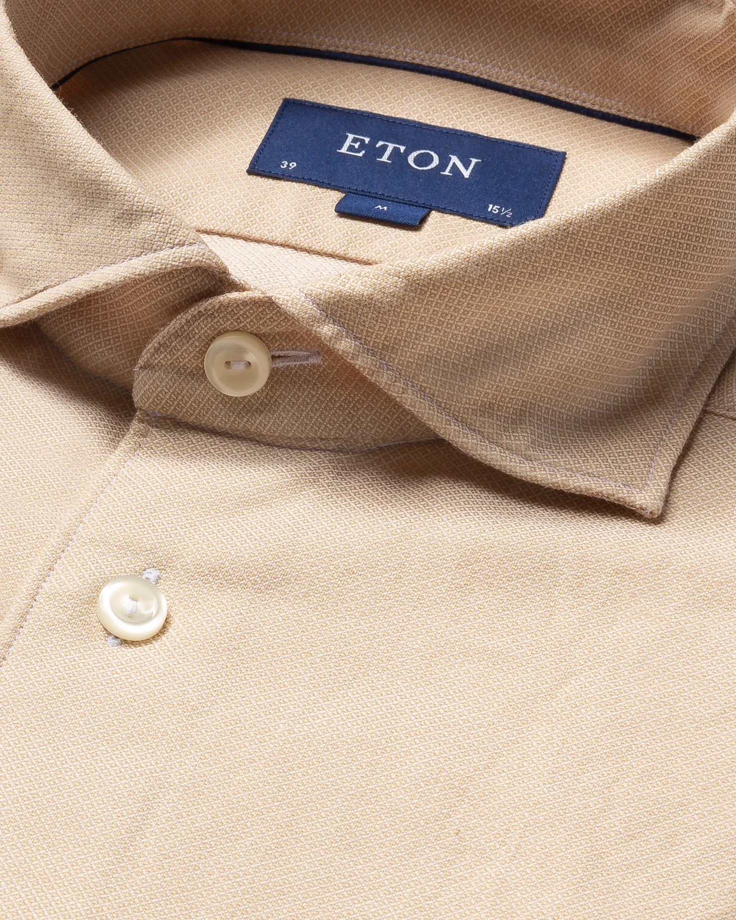 Eton - light brown print cotton and silk shirt