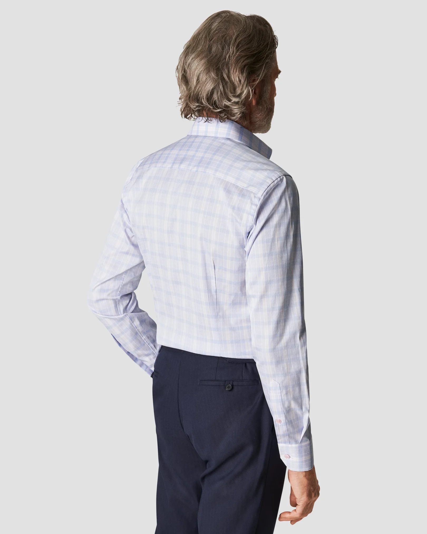 Eton - pink signature twill cutaway checked