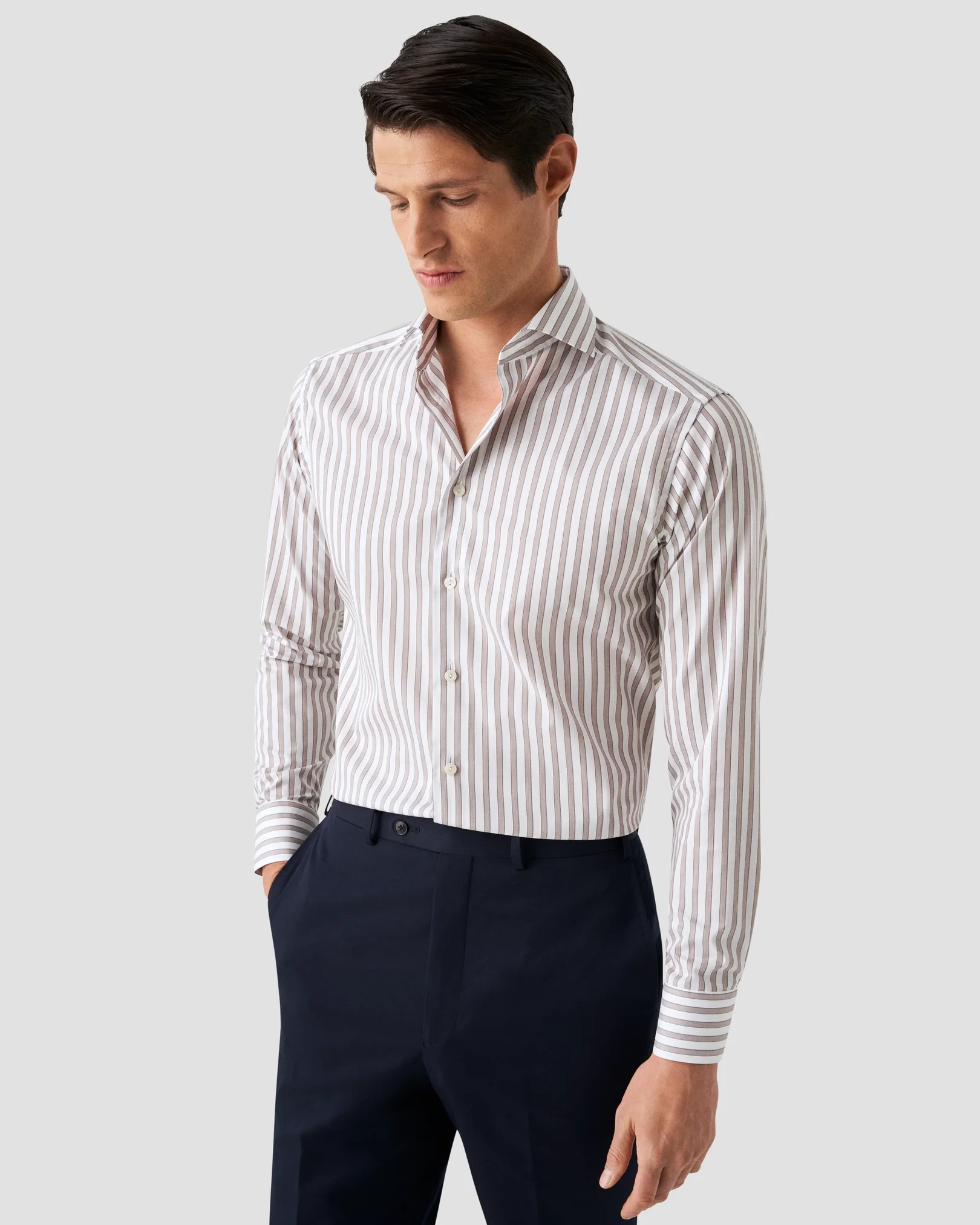 Eton - Brown Striped Fine Twill Shirt
