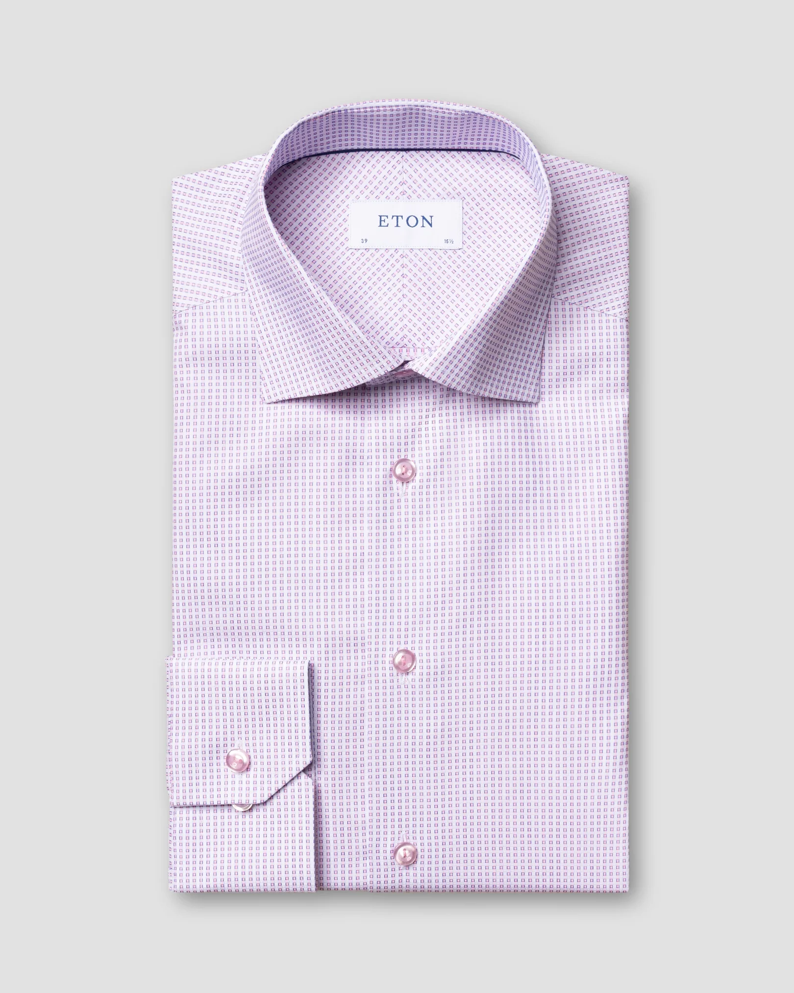 Eton - pink woven checks shirt