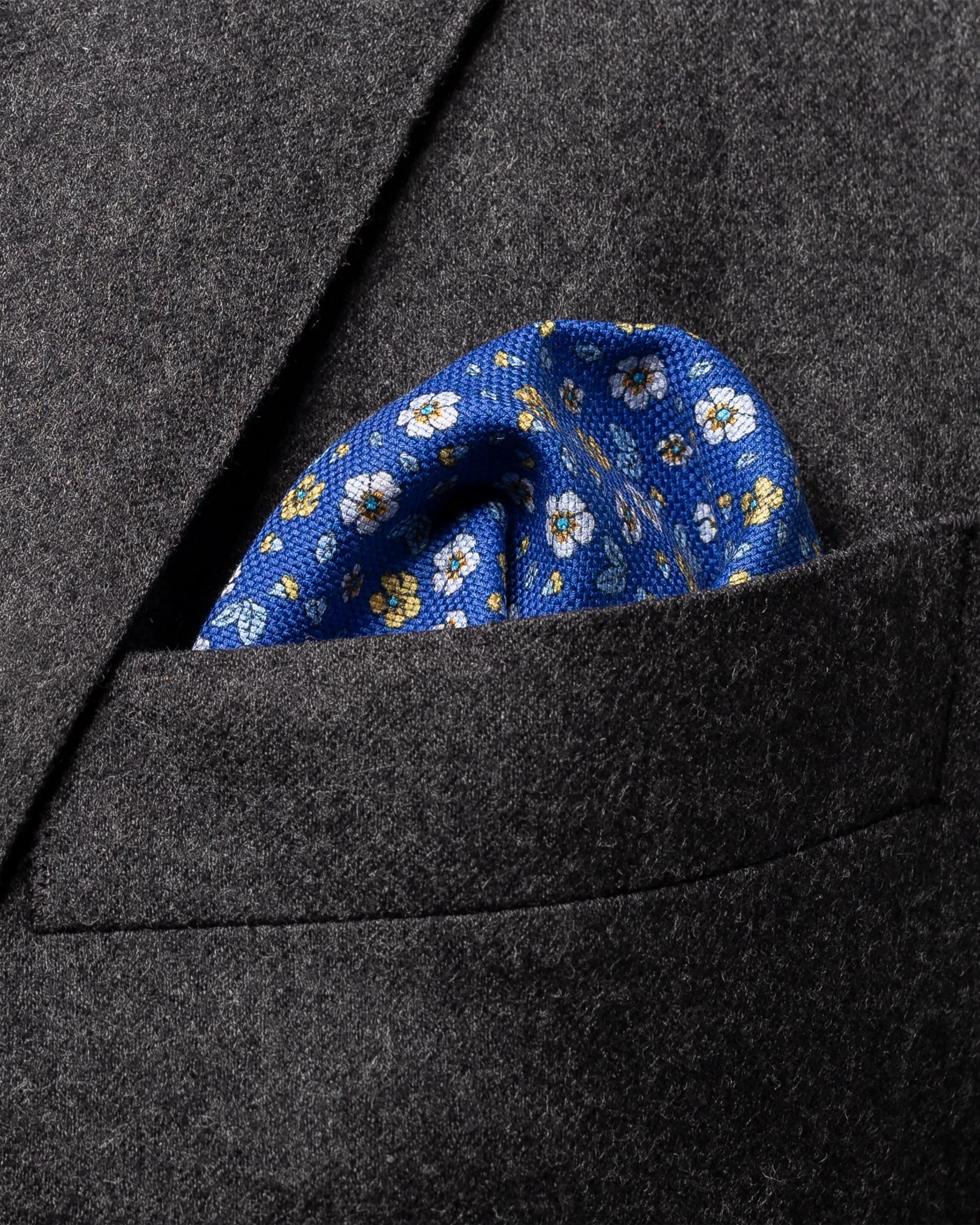 Eton - dark blue micro print cotton pocket square