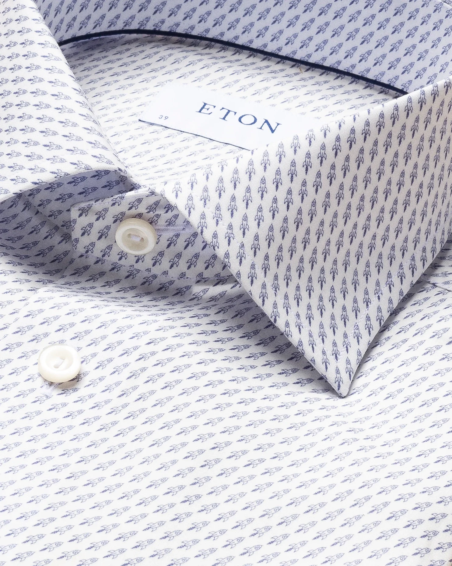 Eton - rocket print poplin shirt