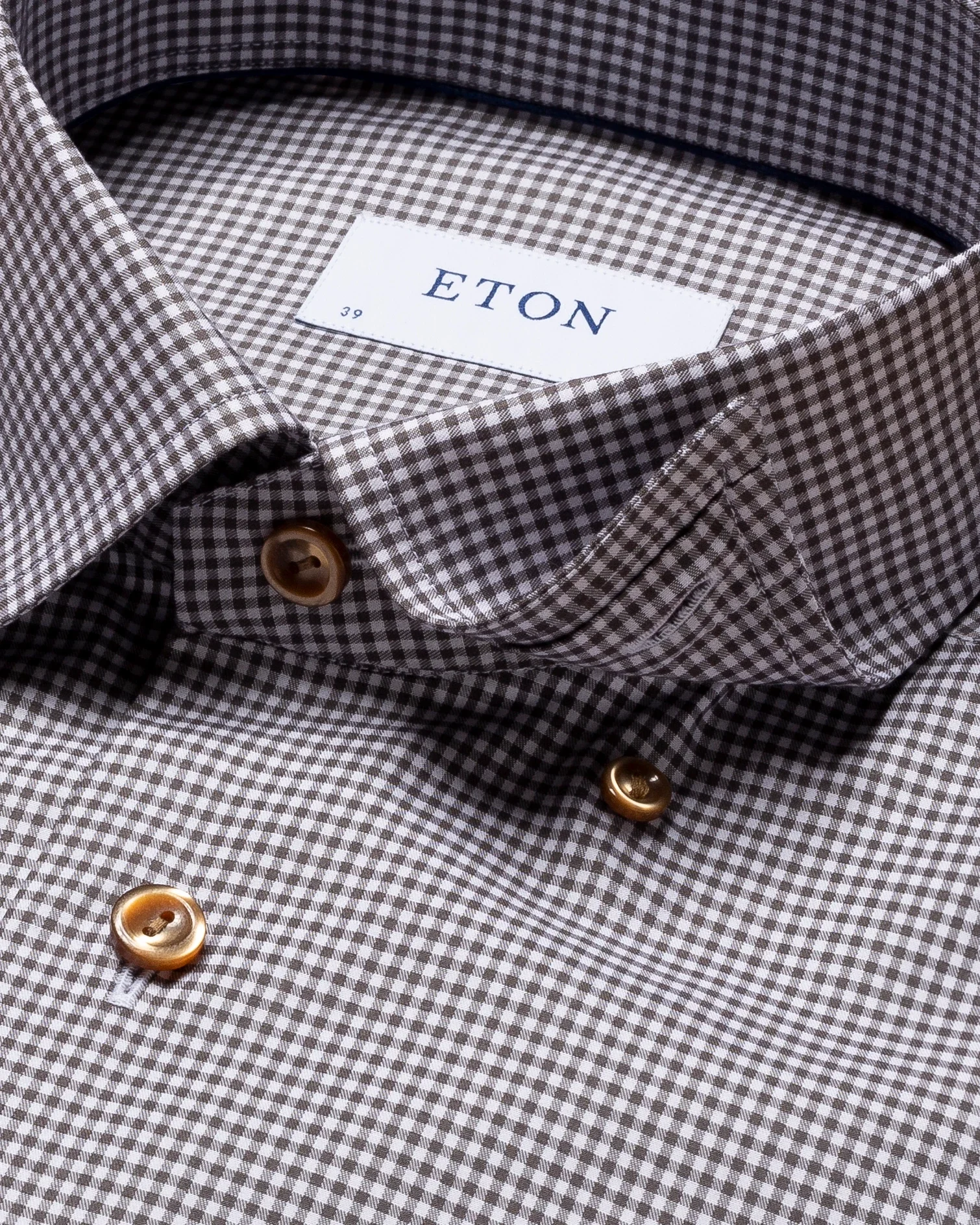 Eton - gray checked fine twill shirt