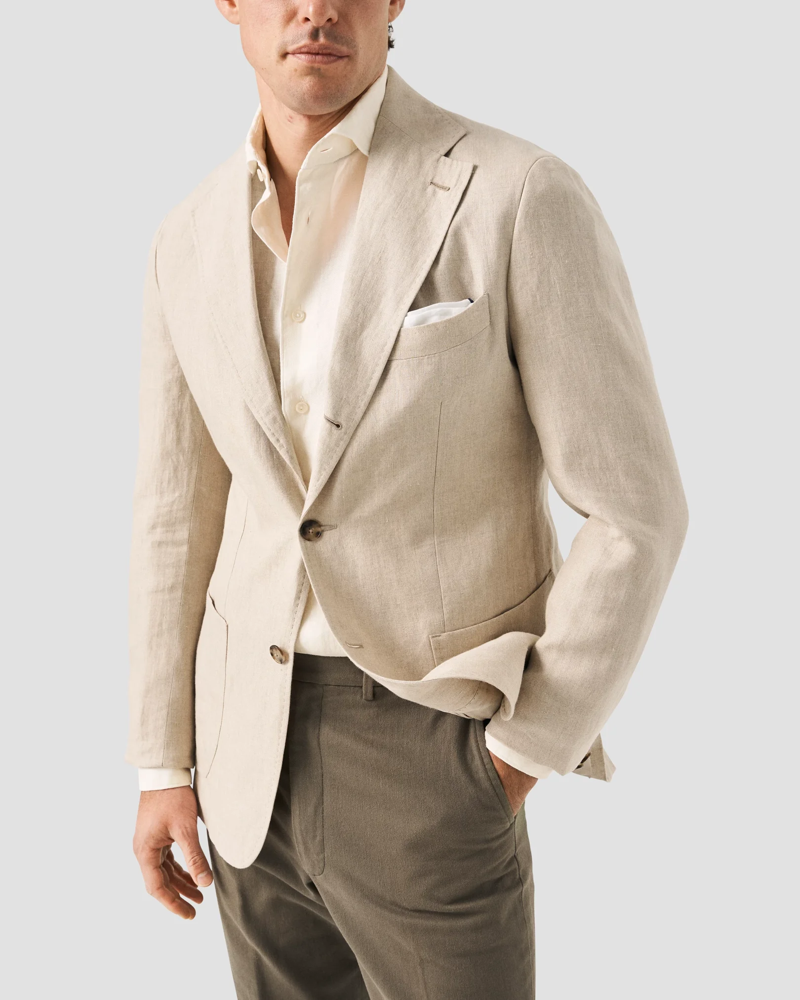 Eton - white linen wide spread shirt