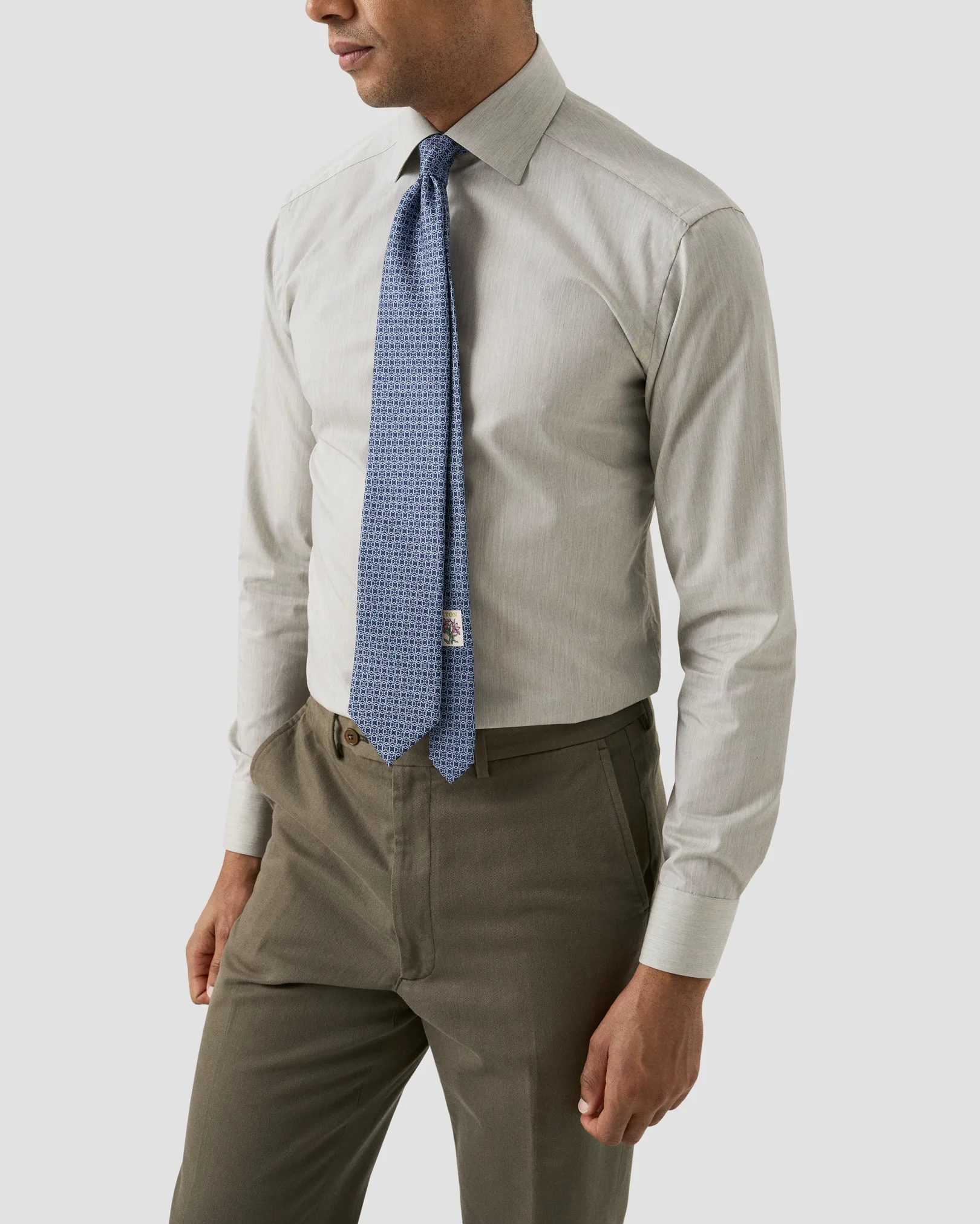 Eton - light green solid fine twill shirt